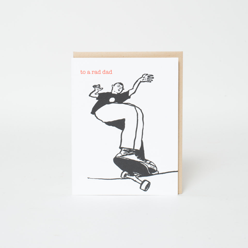 Rad Dad Skater Father's Day Letterpress Greeting Card