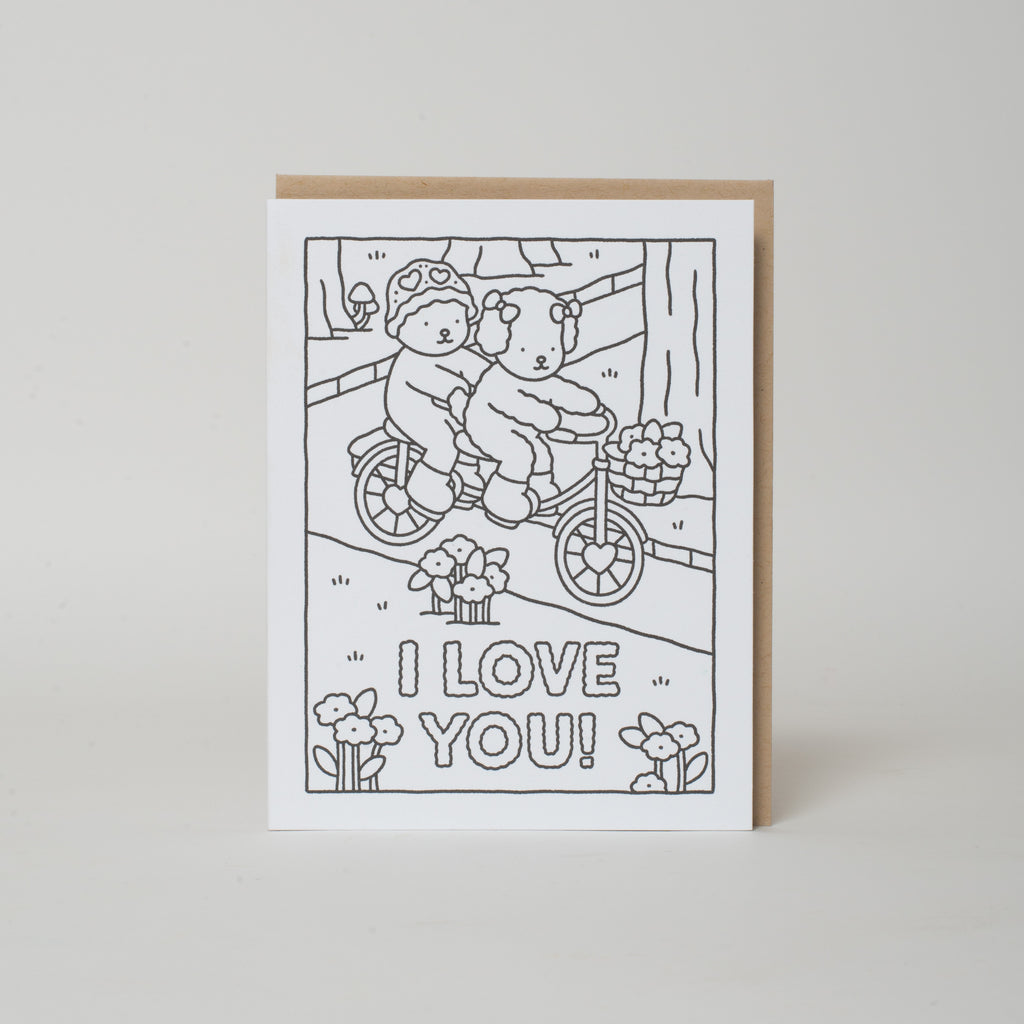 Love You Bike Ride Bobbie Goods Coloring Letterpress Greeting Card