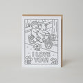Love You Bike Ride Bobbie Goods Coloring Letterpress Greeting Card
