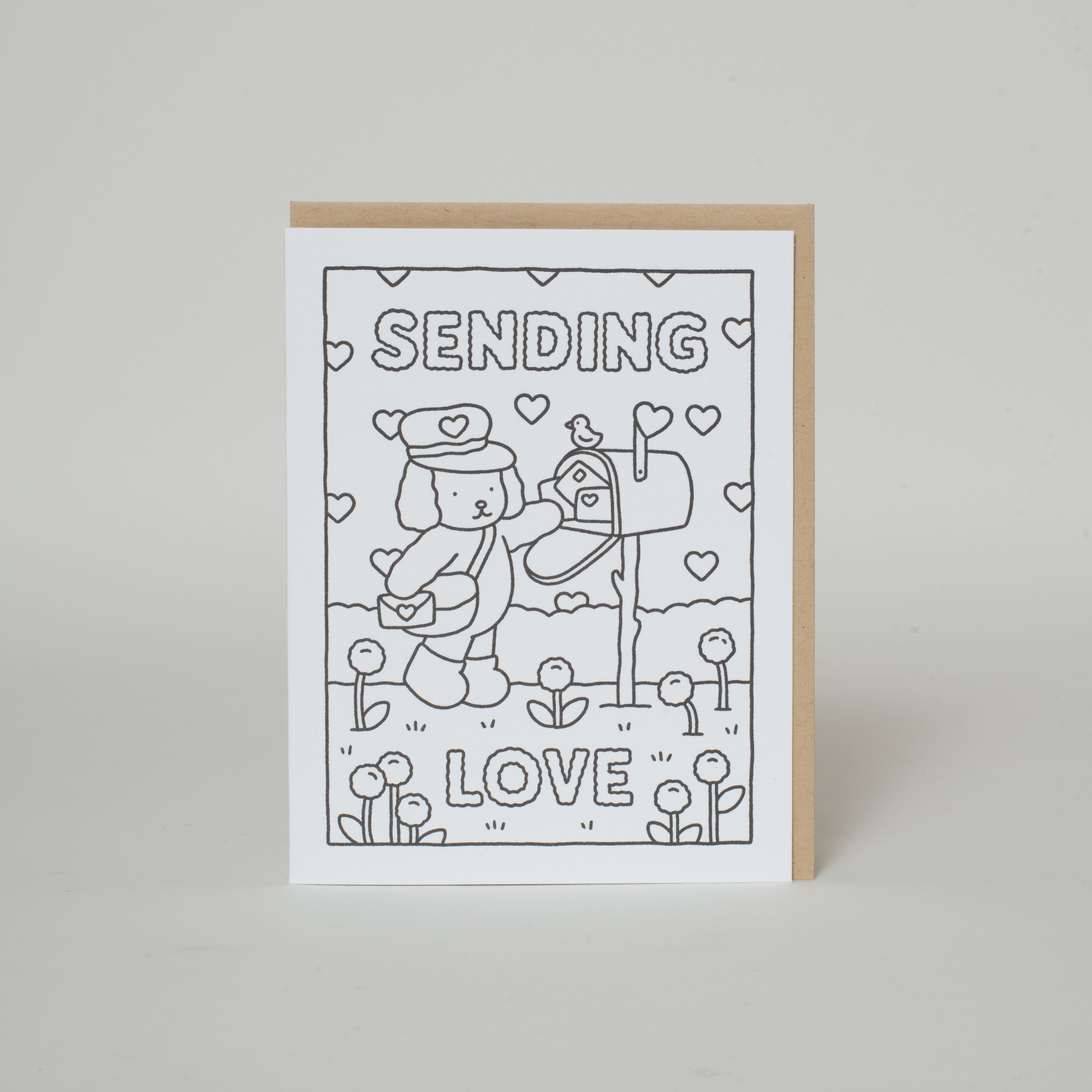 Sending Love Puppy Bobbie Goods Coloring Letterpress Greeting Card