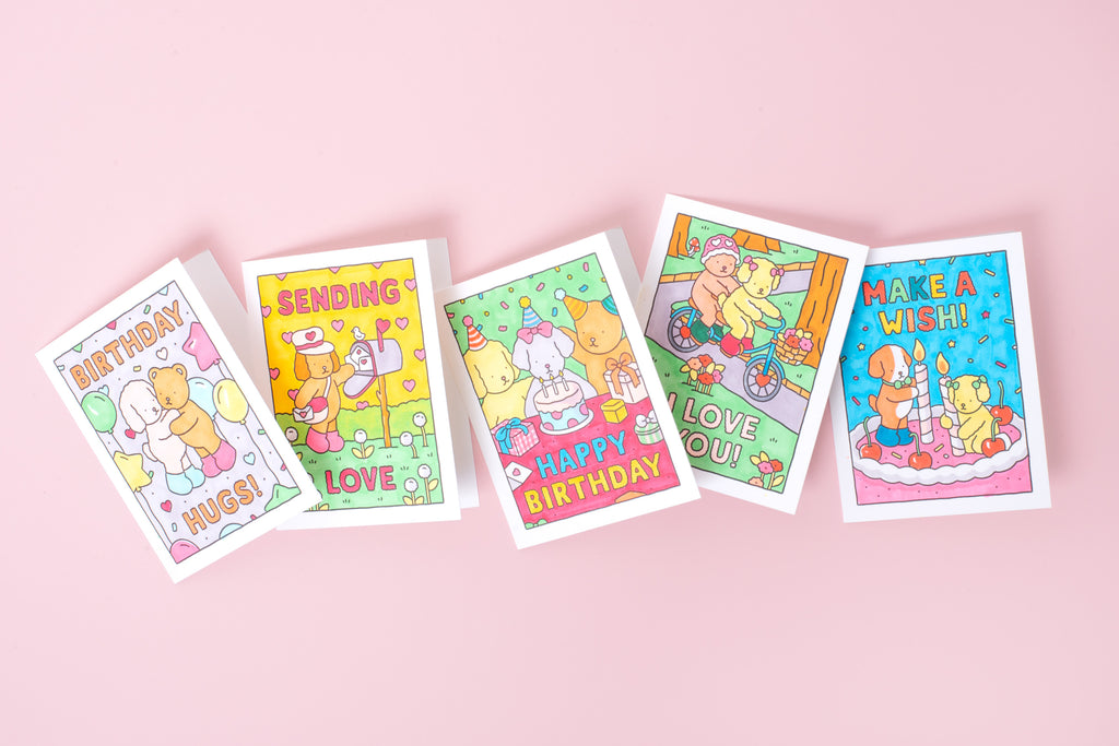 Birthday Hugs DIY Bobbie Goods Coloring Letterpress Greeting Card