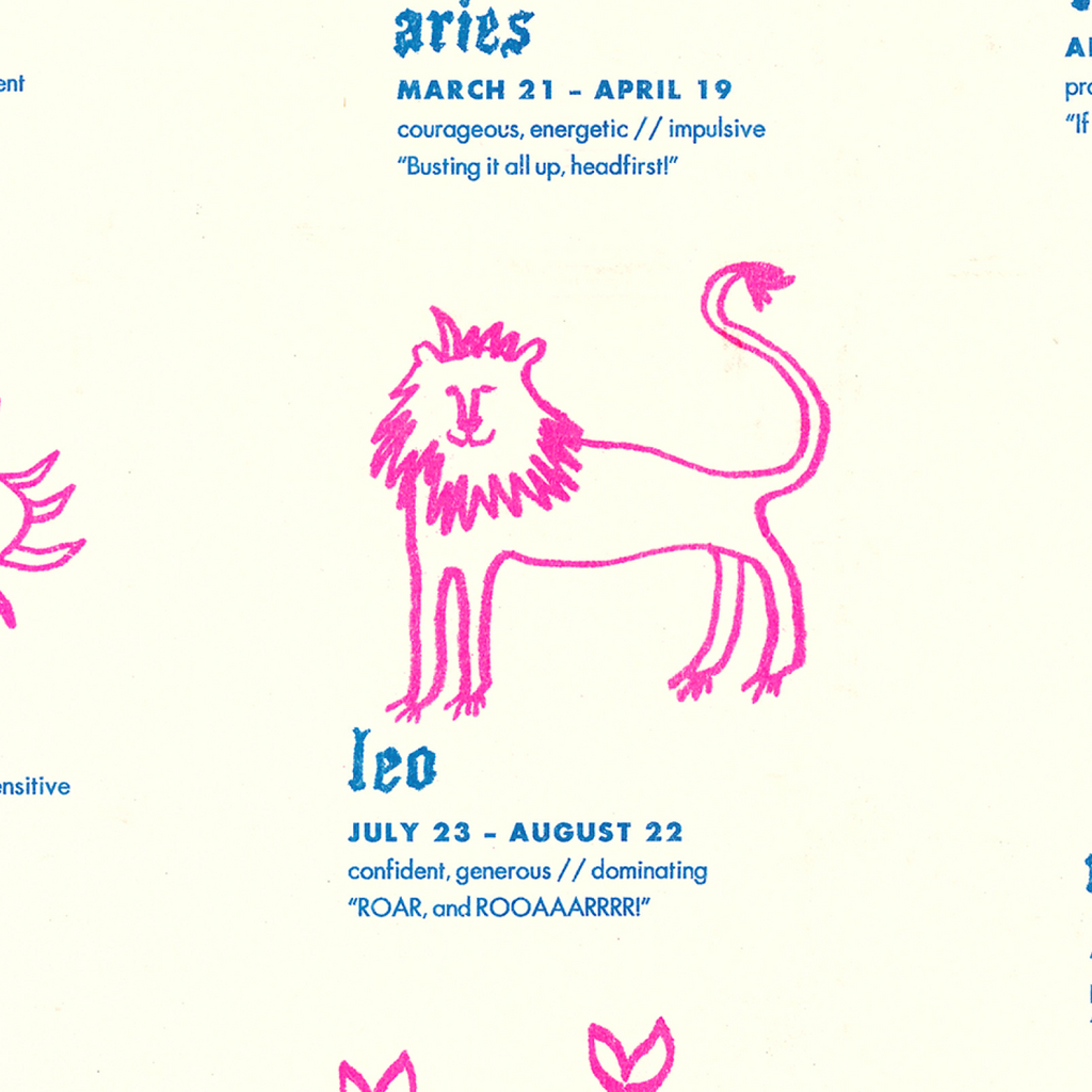 Zodiac Signs Art Poster Risograph Print