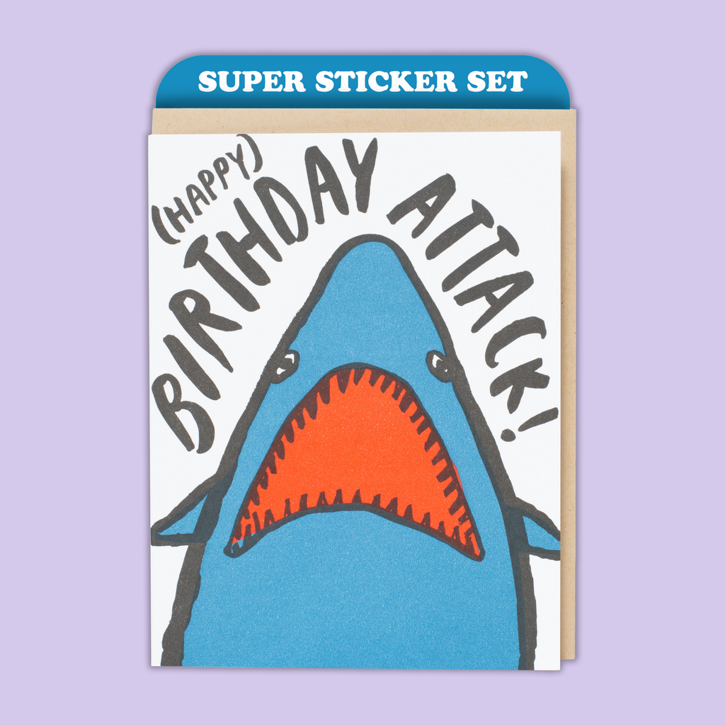 Card & Sticker Sheet Set - Shark Birthday