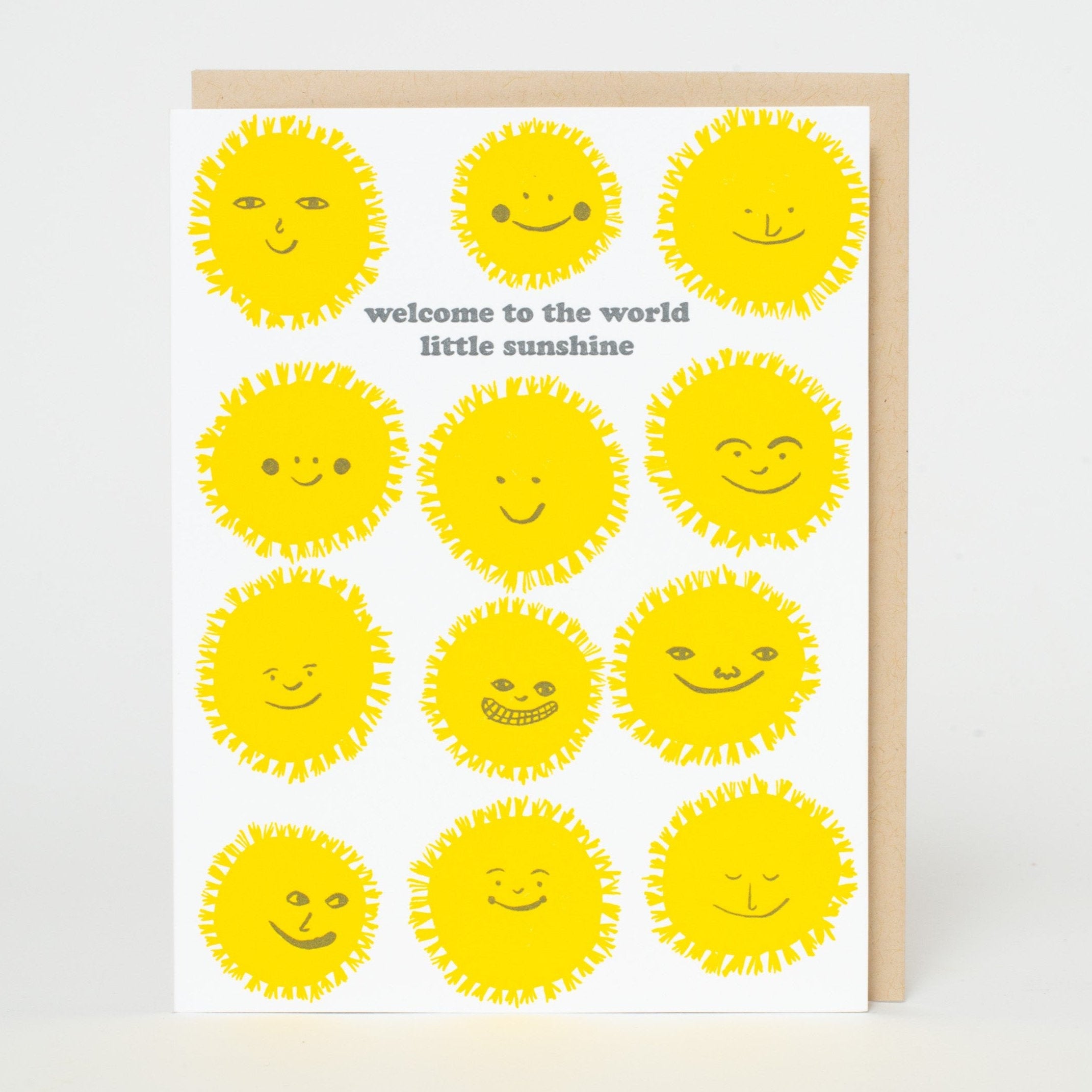 Welcome Sunshine Baby Letterpress Greeting Card