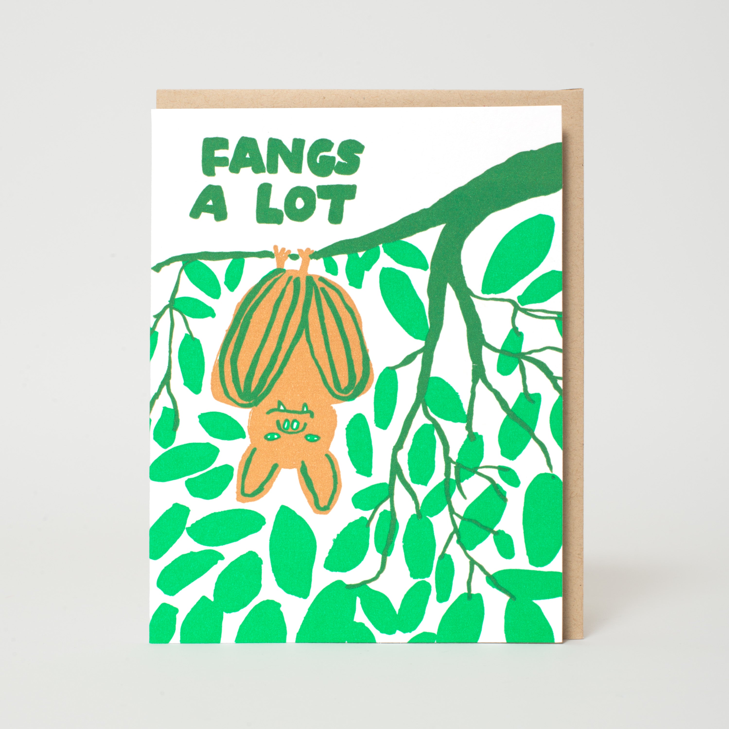 Bat Thank You Funny Letterpress Greeting Card