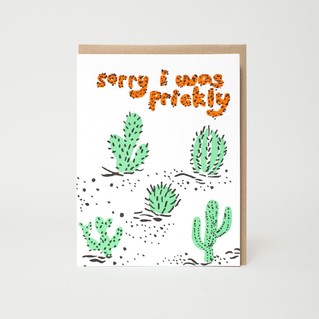 Sorry I Was Prickly Apology Letterpress Greeting Card