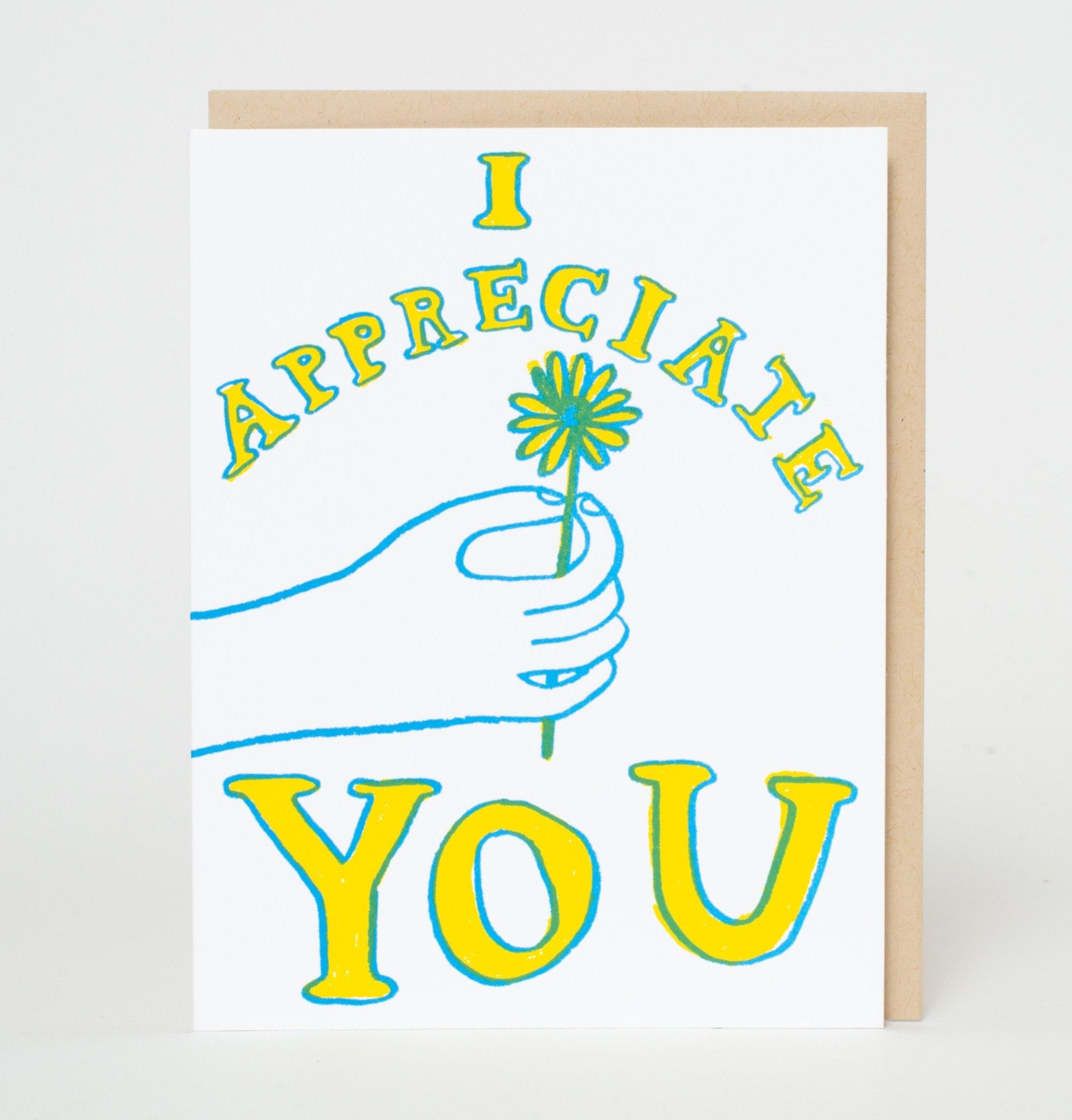 I Appreciate You Letterpress Greeting Card