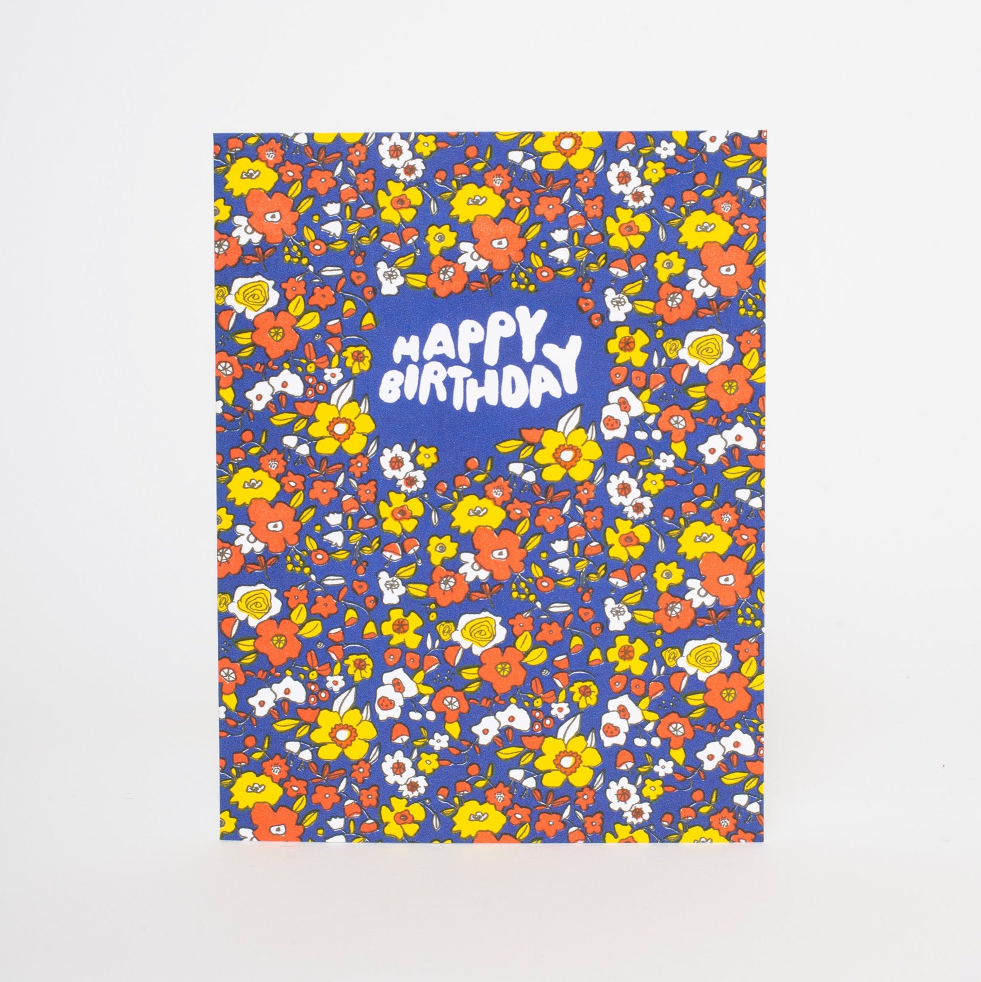Calico Floral Birthday Letterpress Greeting Card