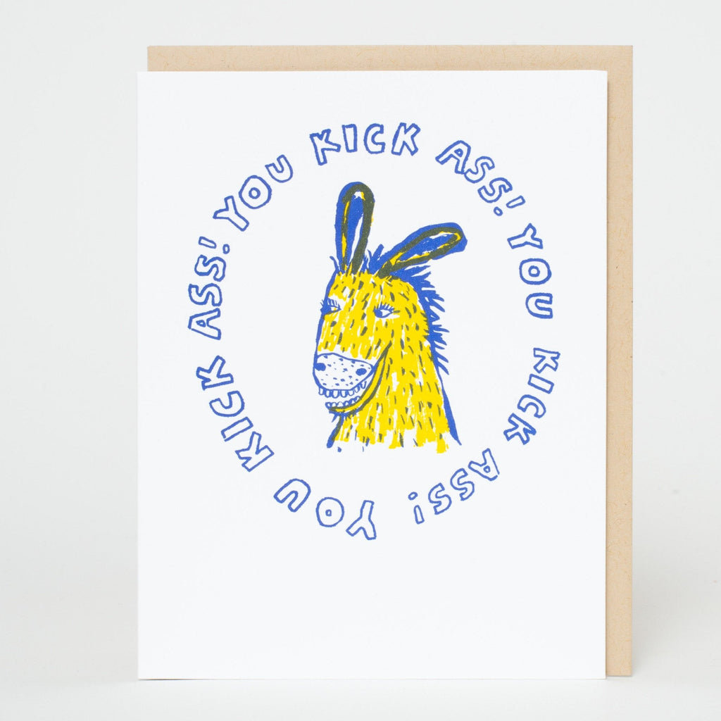 Kick Ass Donkey Letterpress Greeting Card