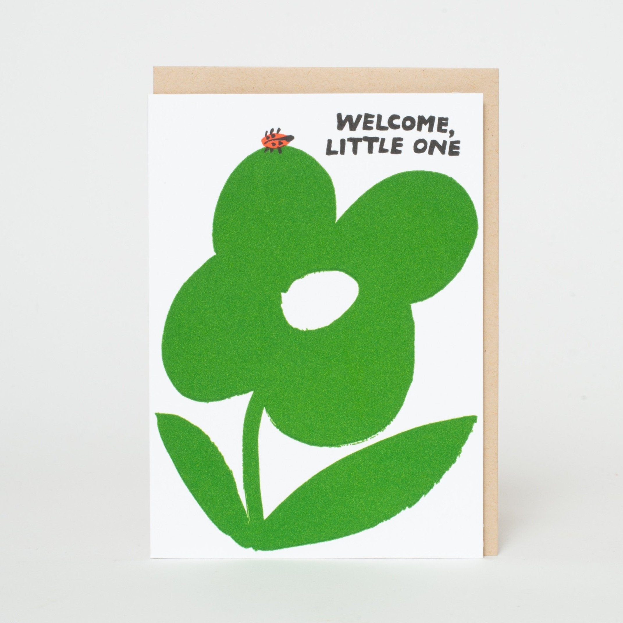 Welcome Little One Ladybug Letterpress Greeting Card