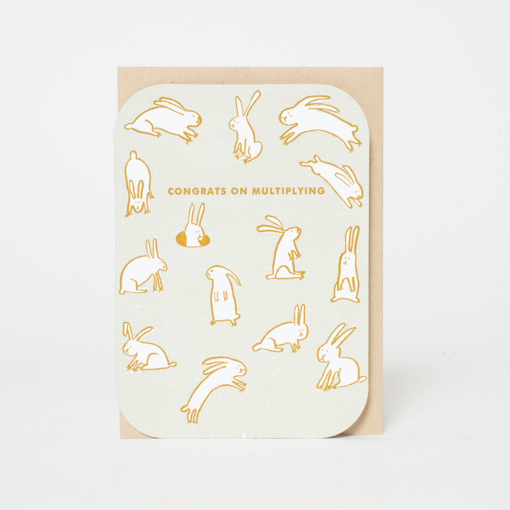 Multiplying Baby Rabbits Letterpress Greeting Card