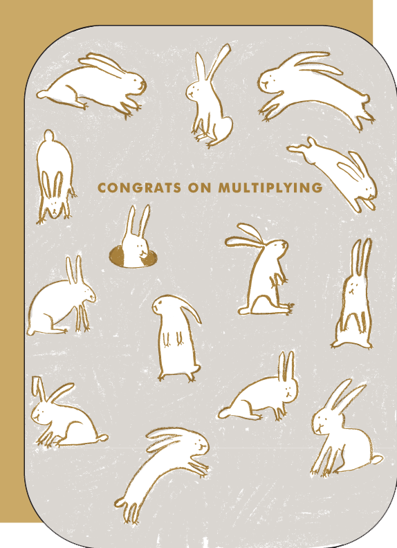 Multiplying Baby Rabbits Letterpress Greeting Card
