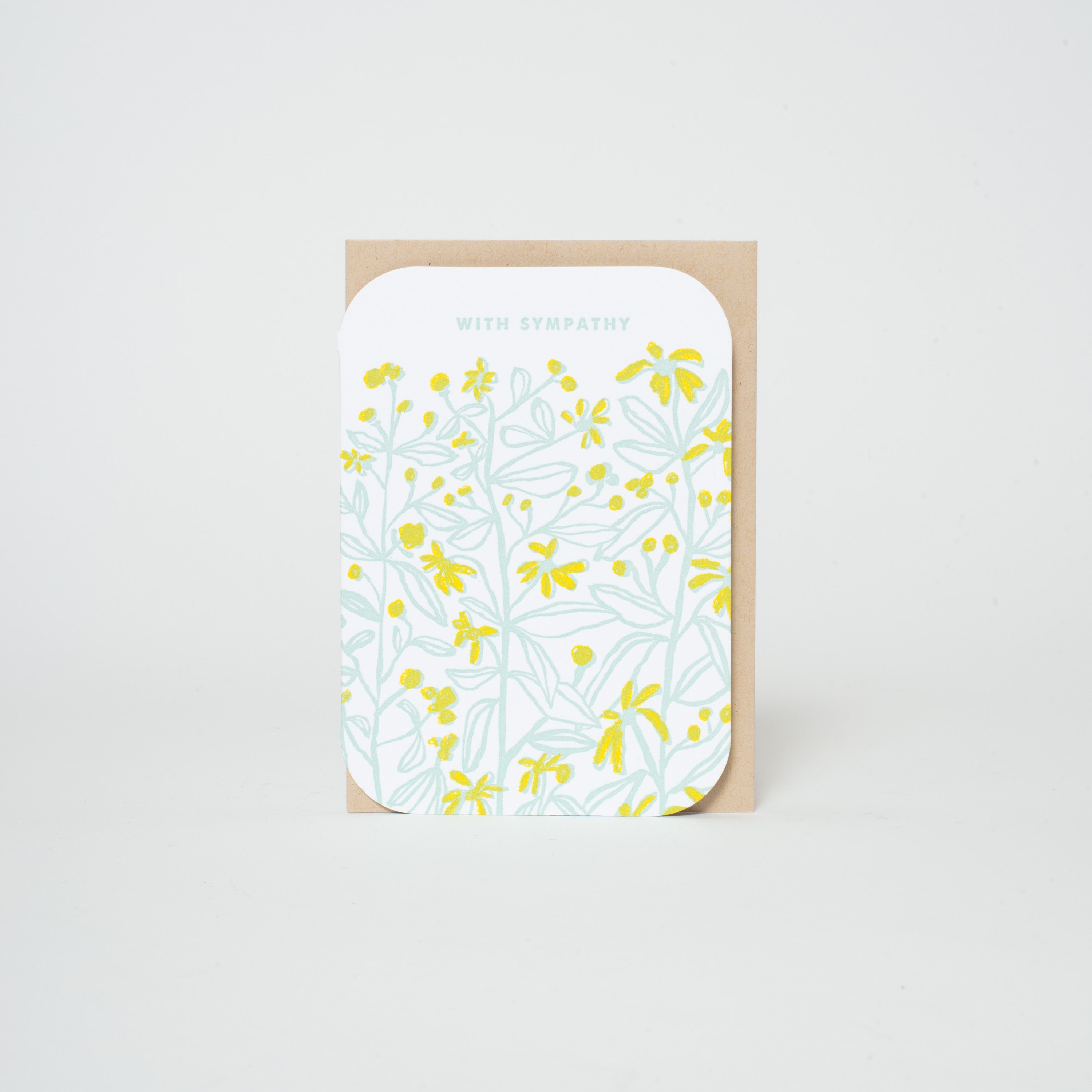 Vine Floral Sympathy Letterpress Greeting Card