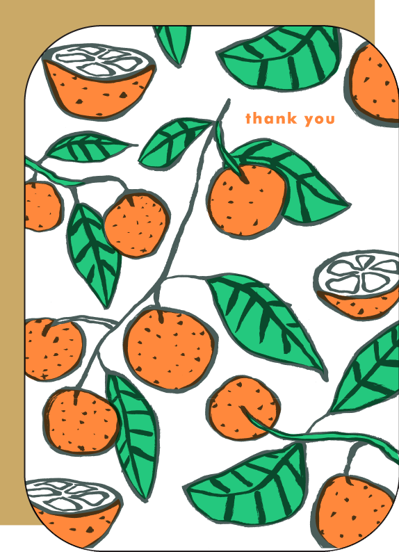 Citrus Thank You Letterpress Greeting Card