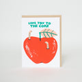 Love You to the Core Apple Letterpress Greeting Card