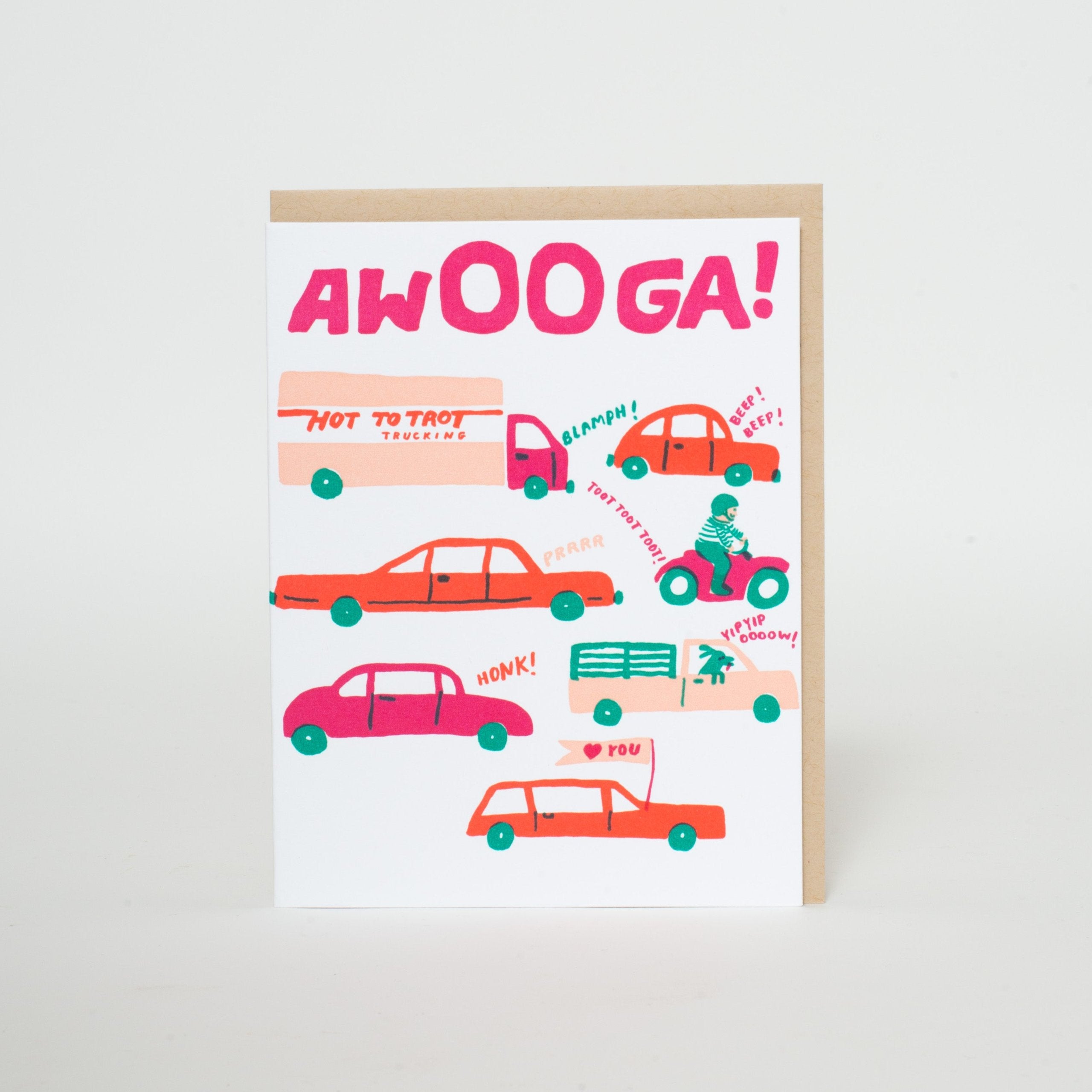 Awooga Car Traffic Love Letterpress Greeting Card