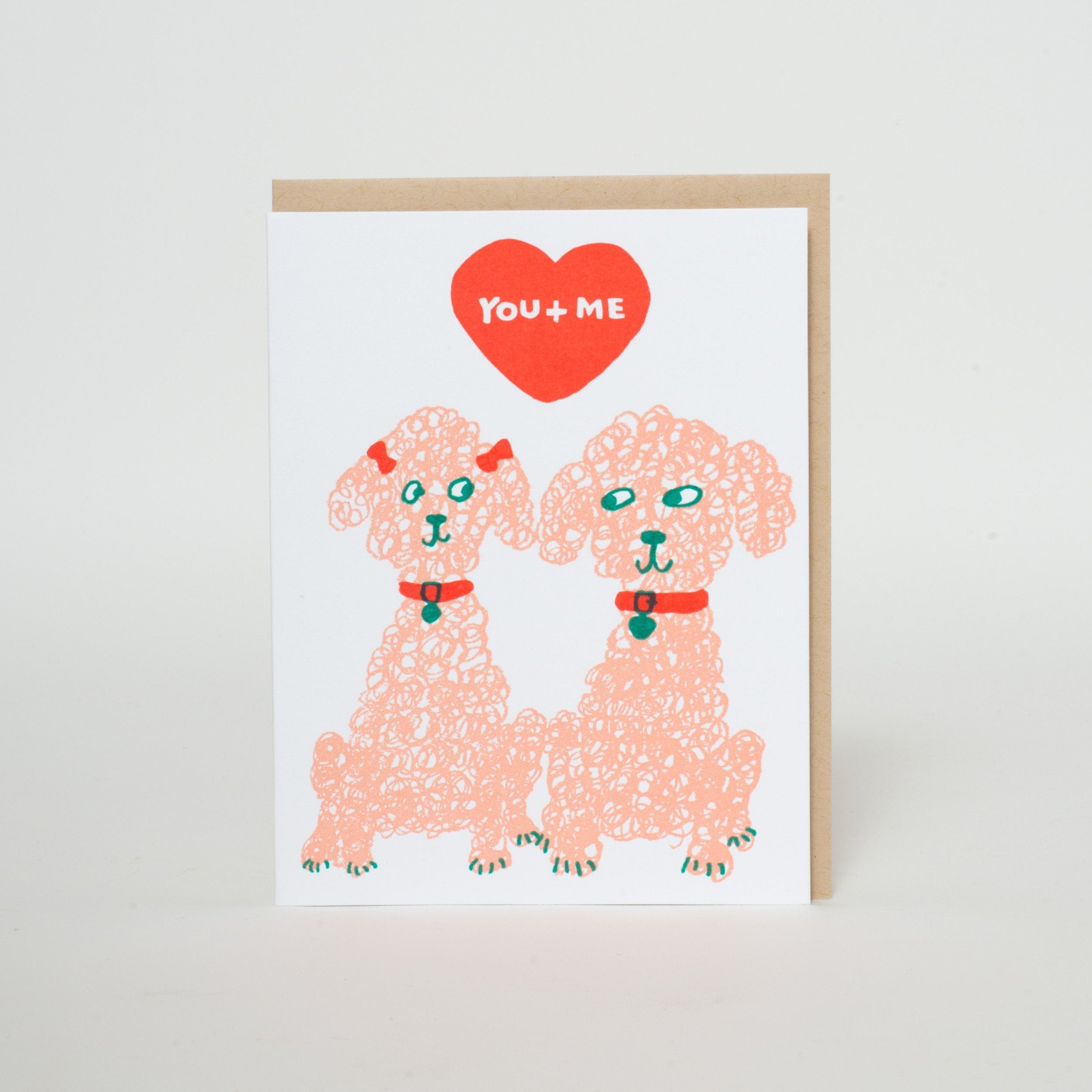 Poodles Love Letterpress Greeting Card