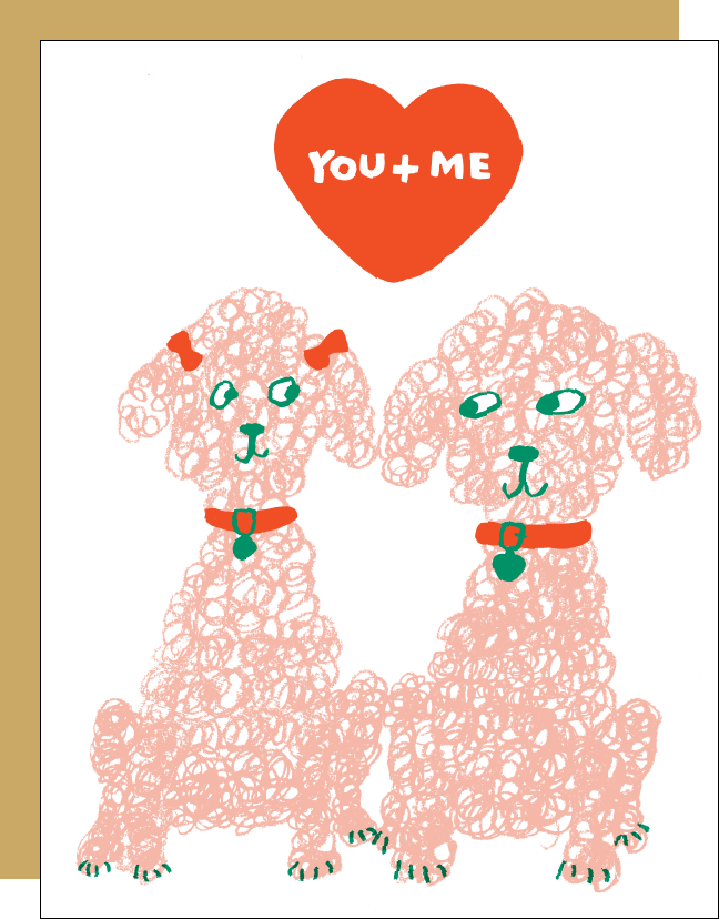 Poodles Love Letterpress Greeting Card
