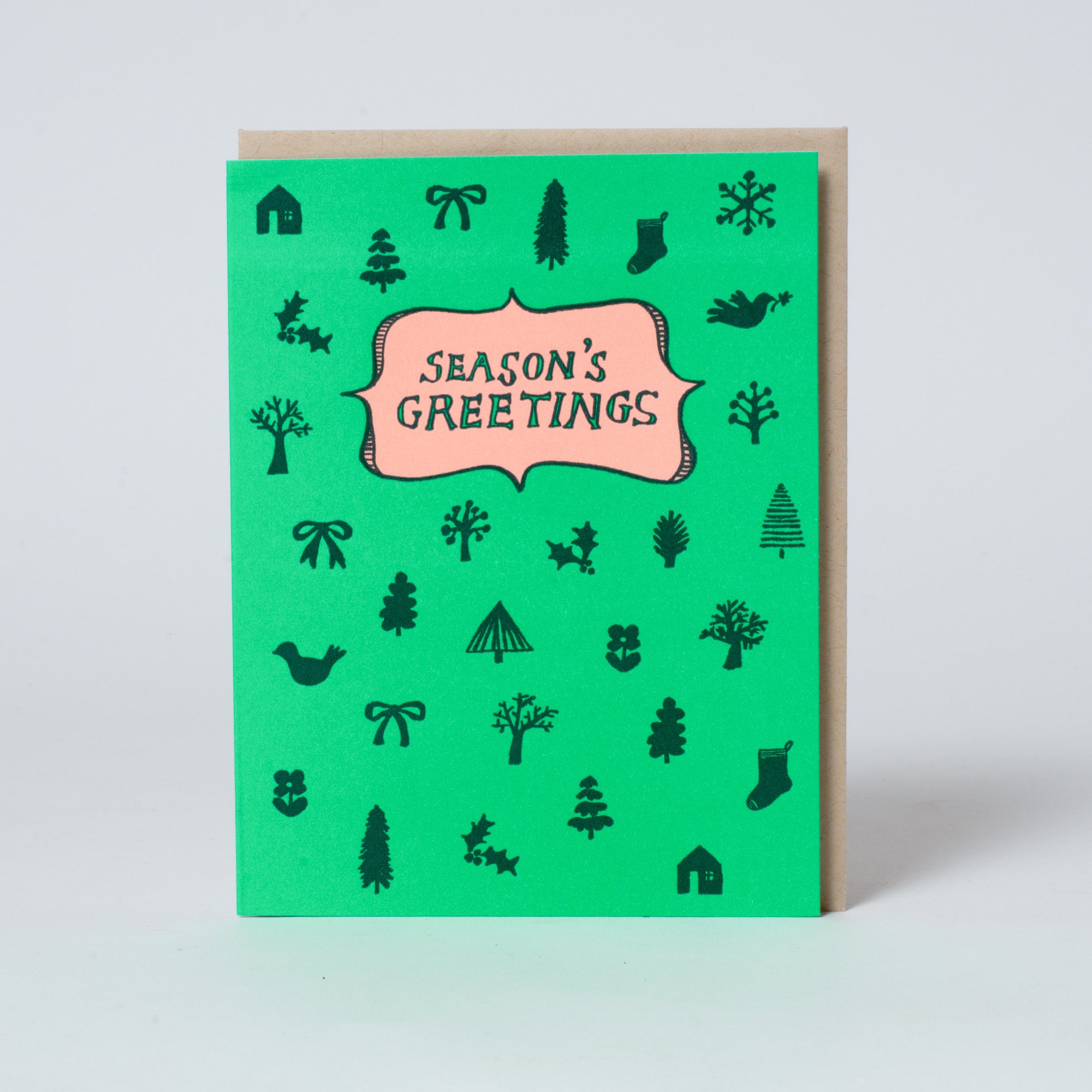 Season's Greetings Holiday Letterpress Greeting Card