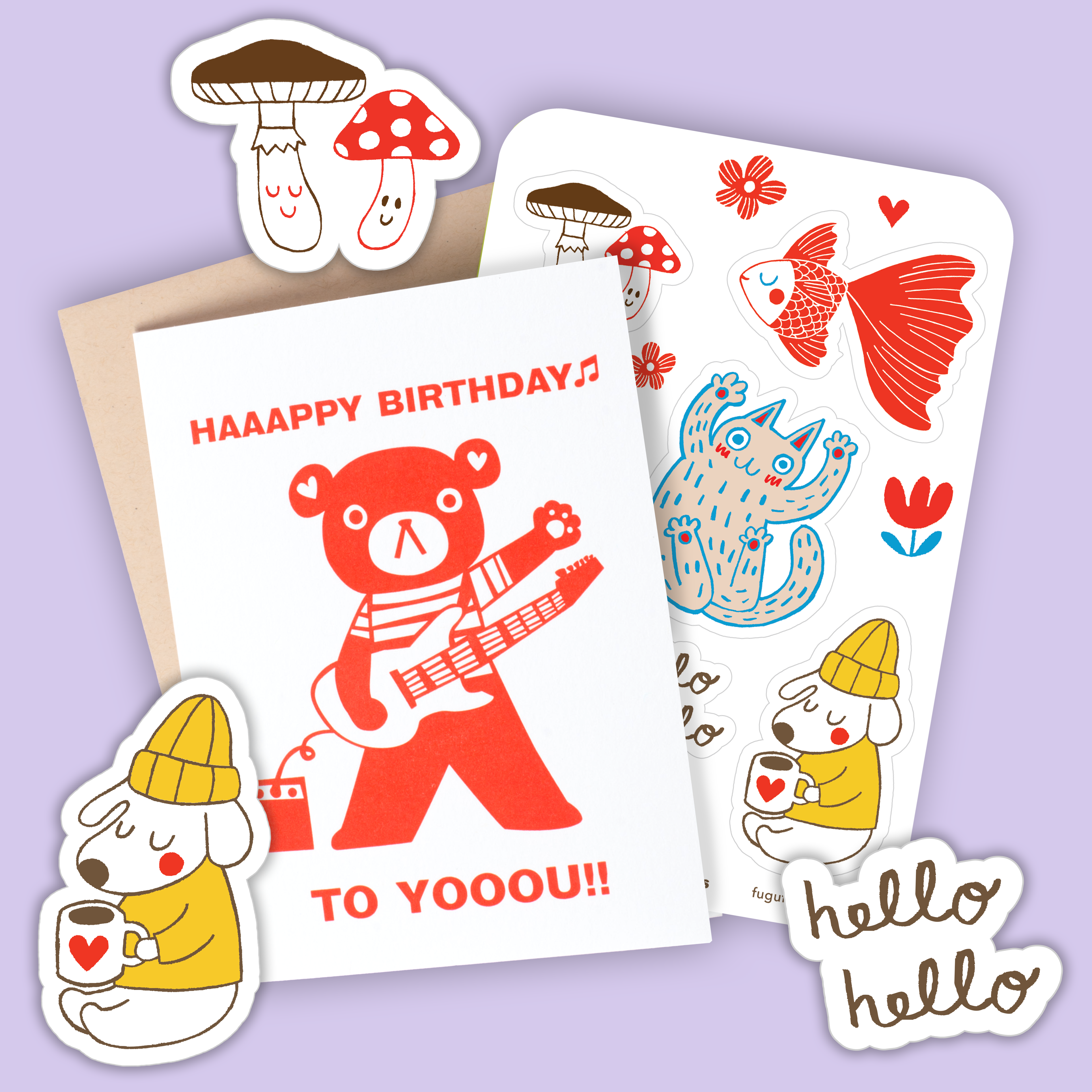 Card & Sticker Sheet Set - Bear Birthday