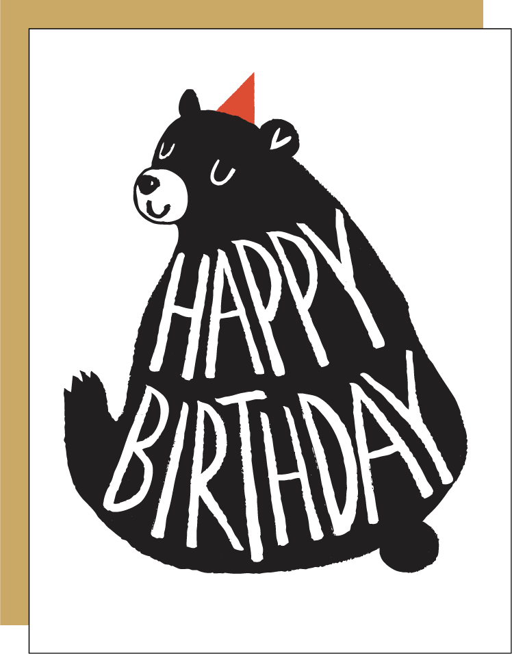 Party Bear Birthday Letterpress Greeting Card