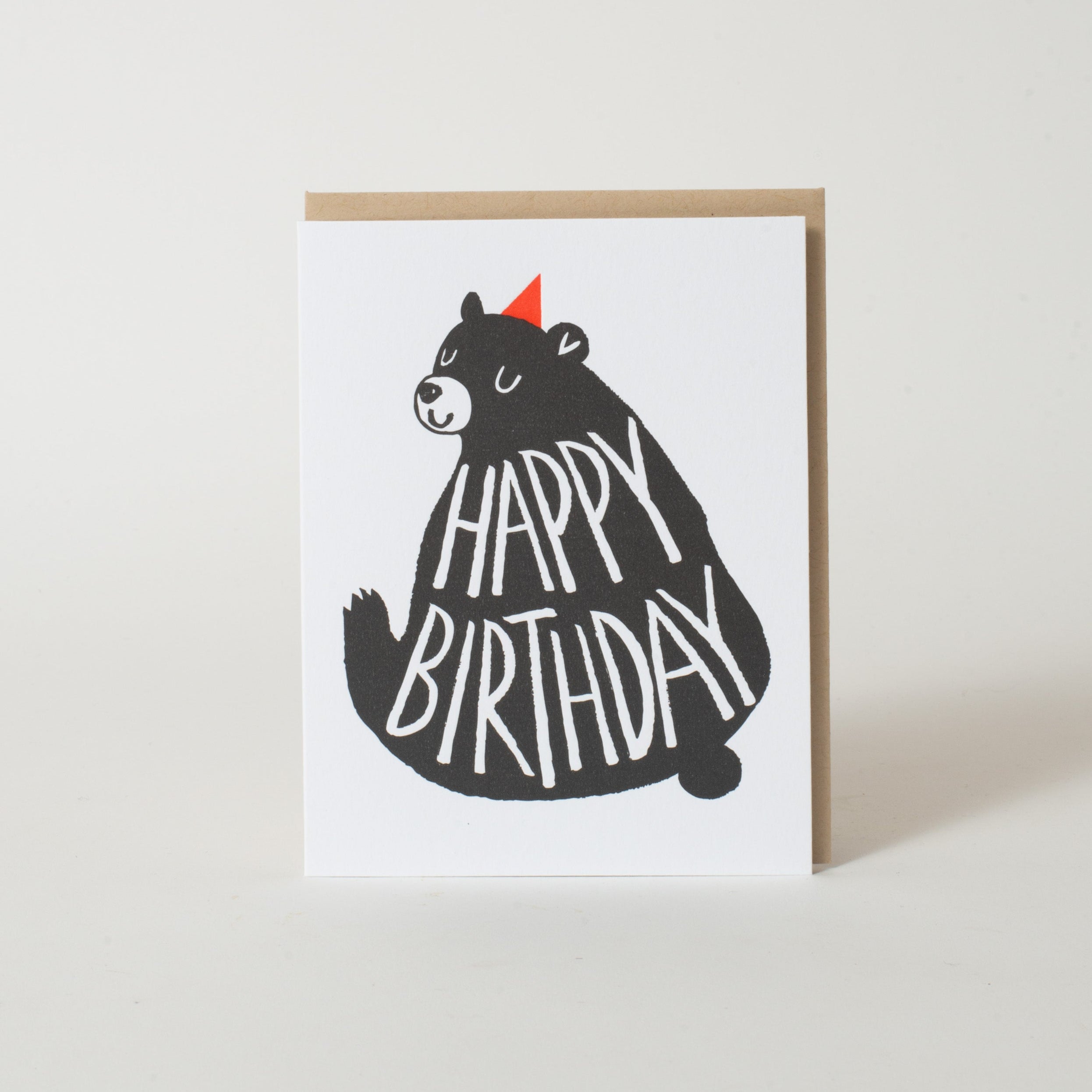 Party Bear Birthday Letterpress Greeting Card