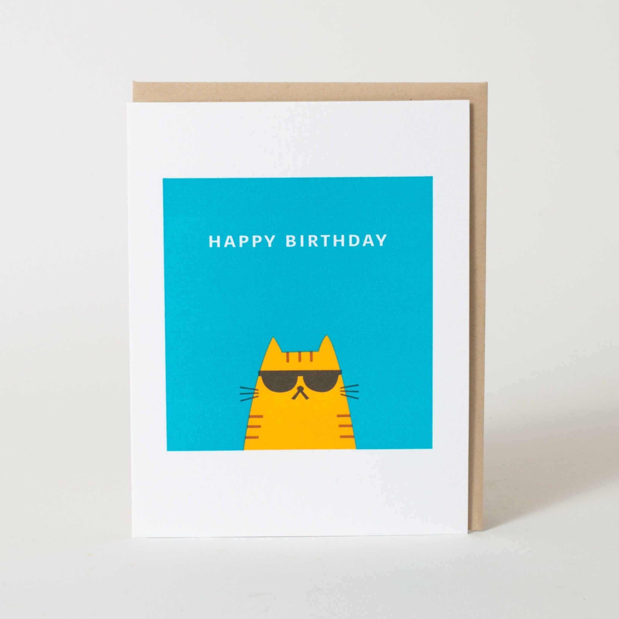 Cool Cat Birthday Letterpress Greeting Card