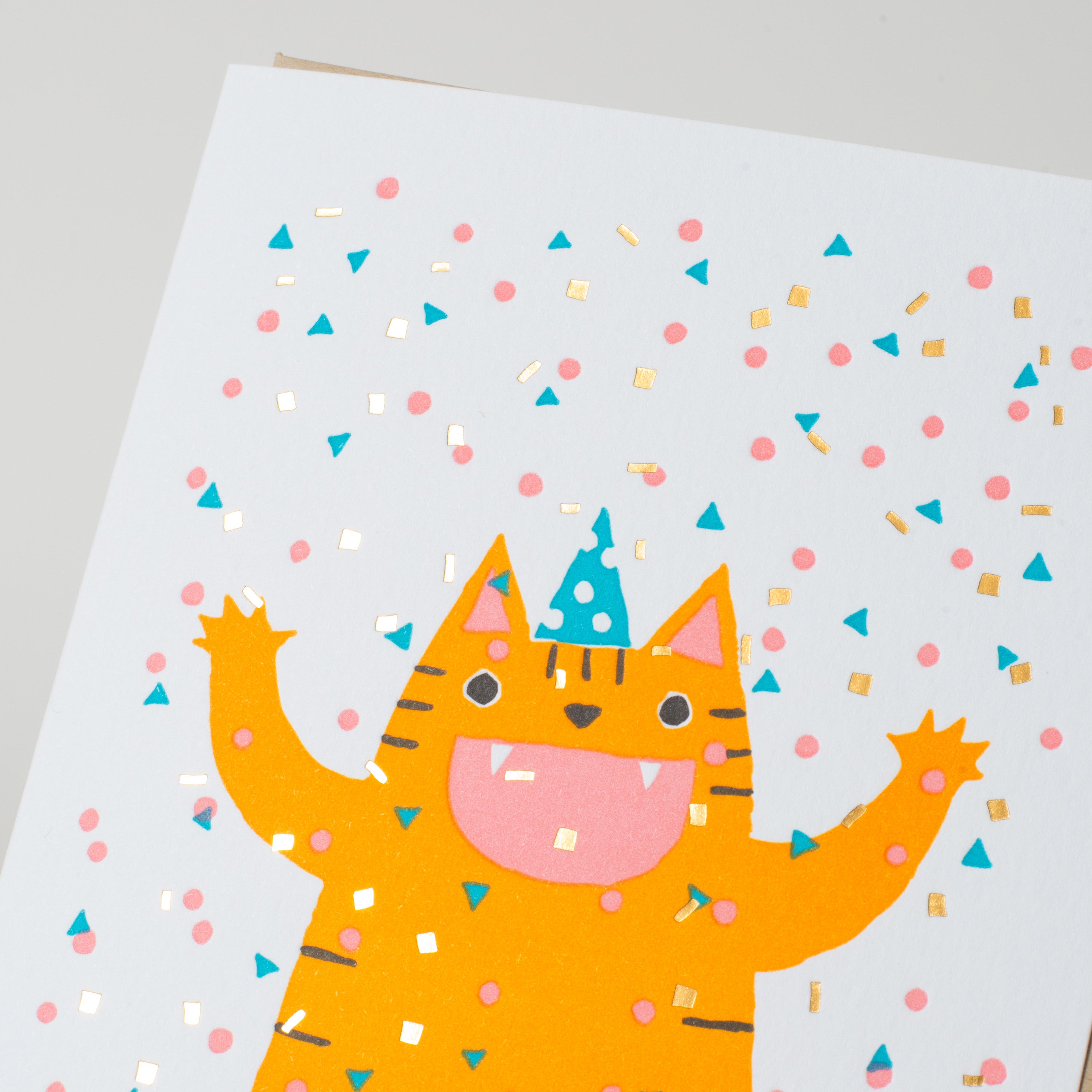 Cat Confetti Birthday Letterpress Greeting Card