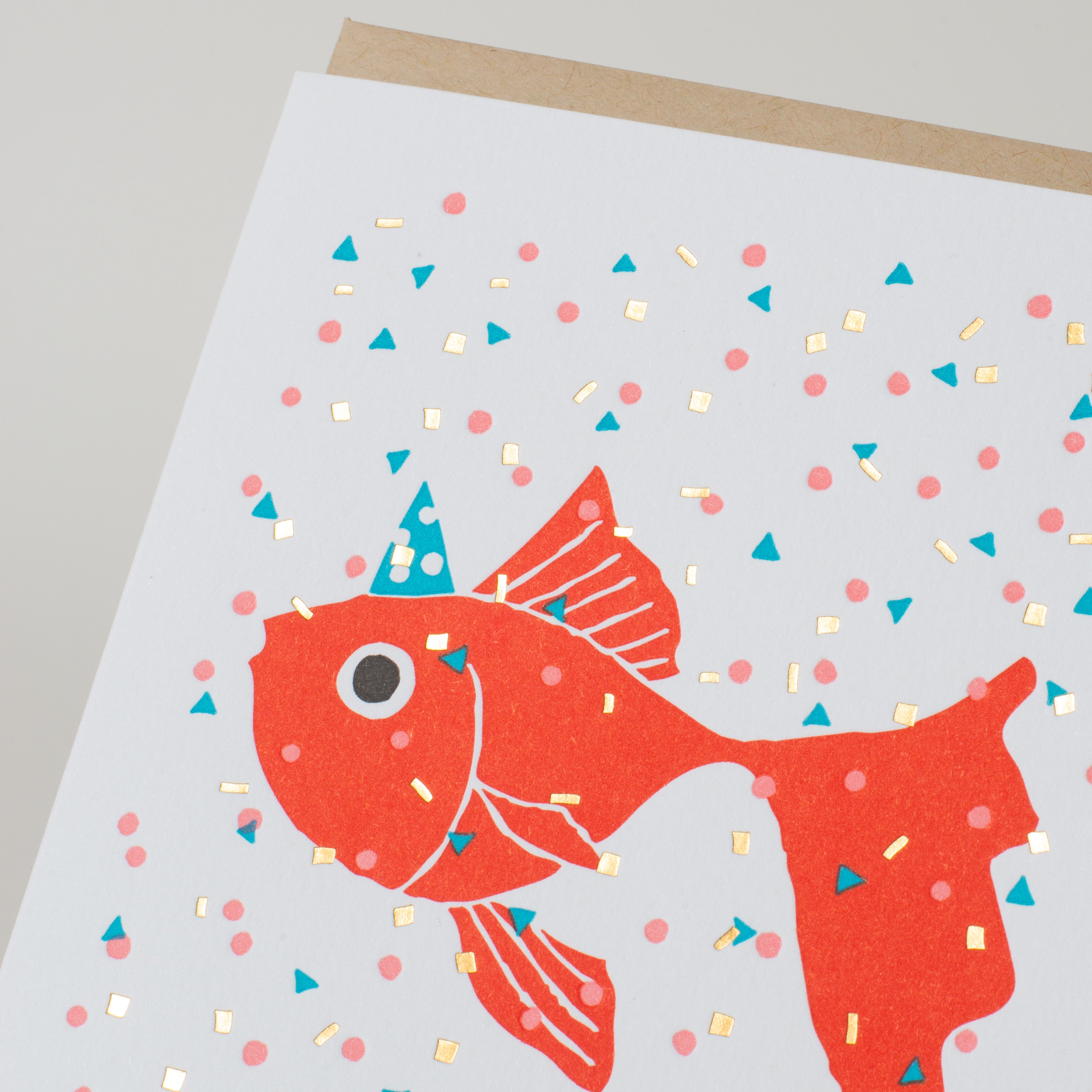 Goldfish Confetti Birthday Letterpress Greeting Card