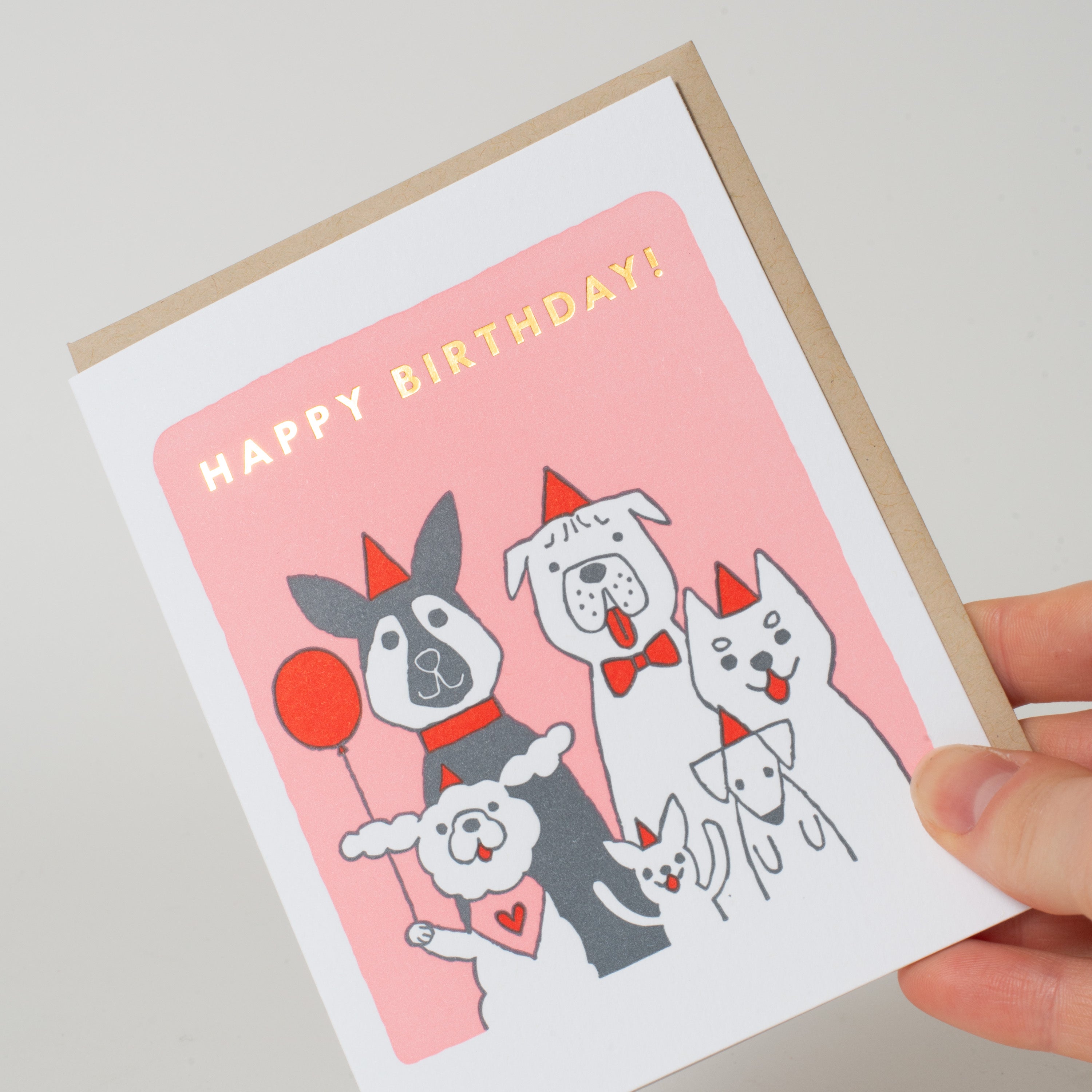 Dog Party Birthday Letterpress Greeting Card