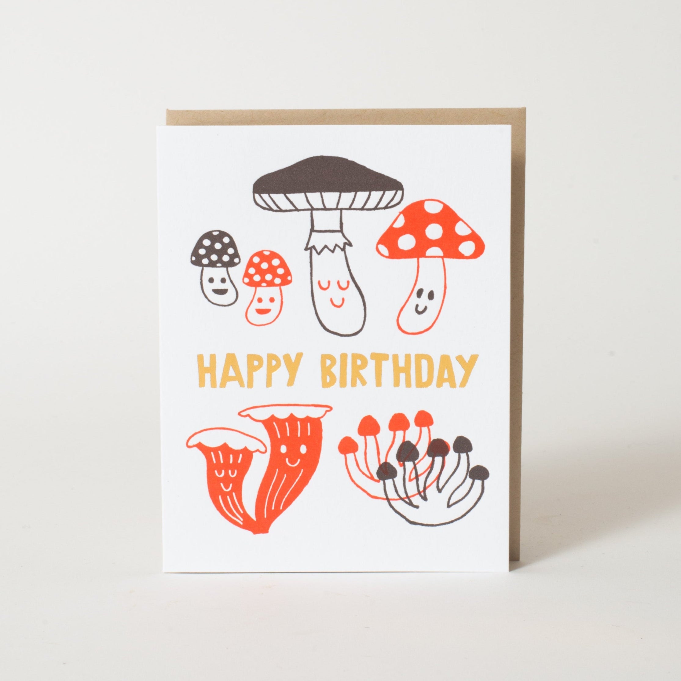 Mushroom Birthday Letterpress Greeting Card