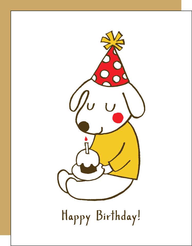 Birthday Hat Dog Letterpress Greeting Card