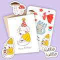 Card & Sticker Sheet Set - Birthday Dog