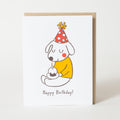 Birthday Hat Dog Letterpress Greeting Card