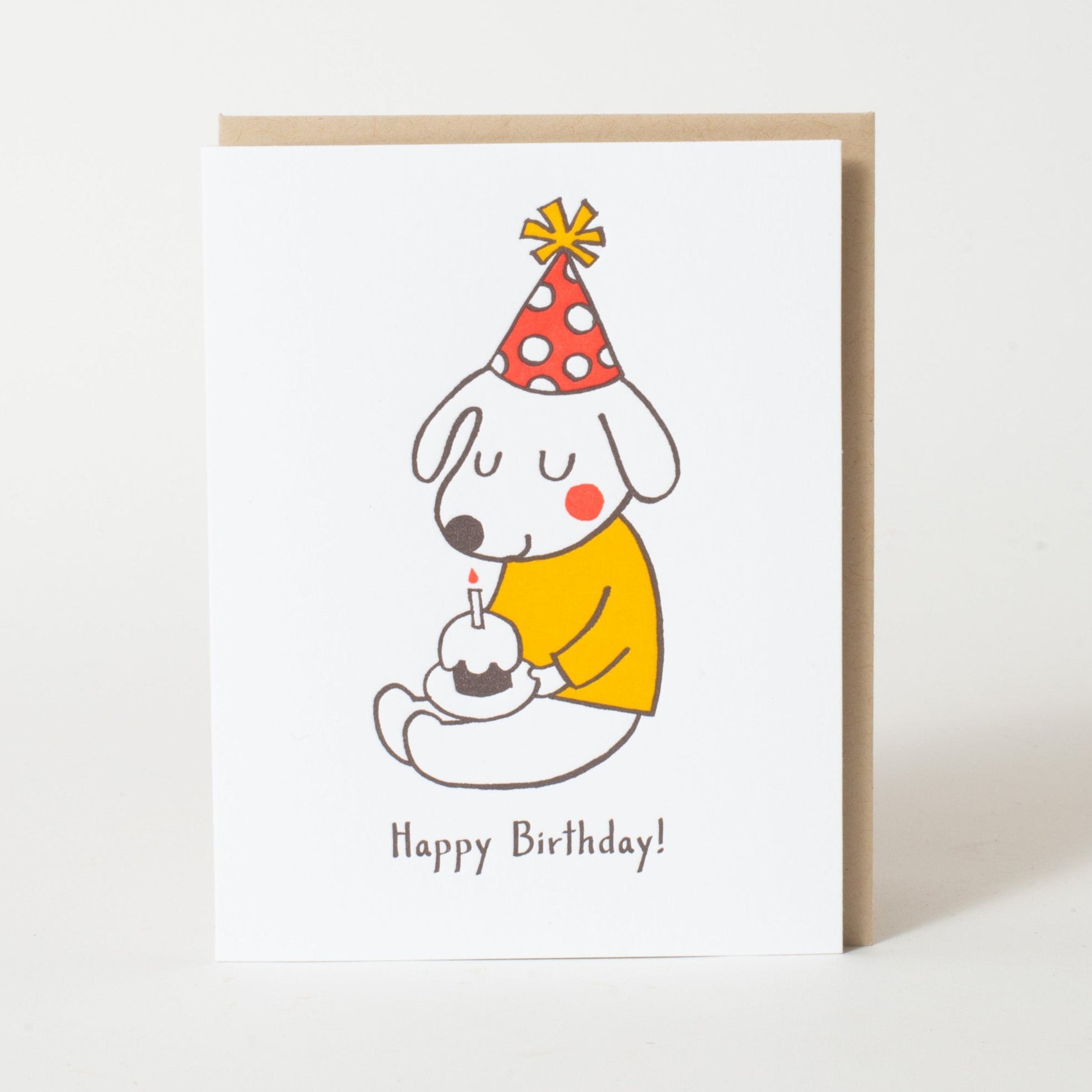 Birthday Hat Dog Letterpress Greeting Card