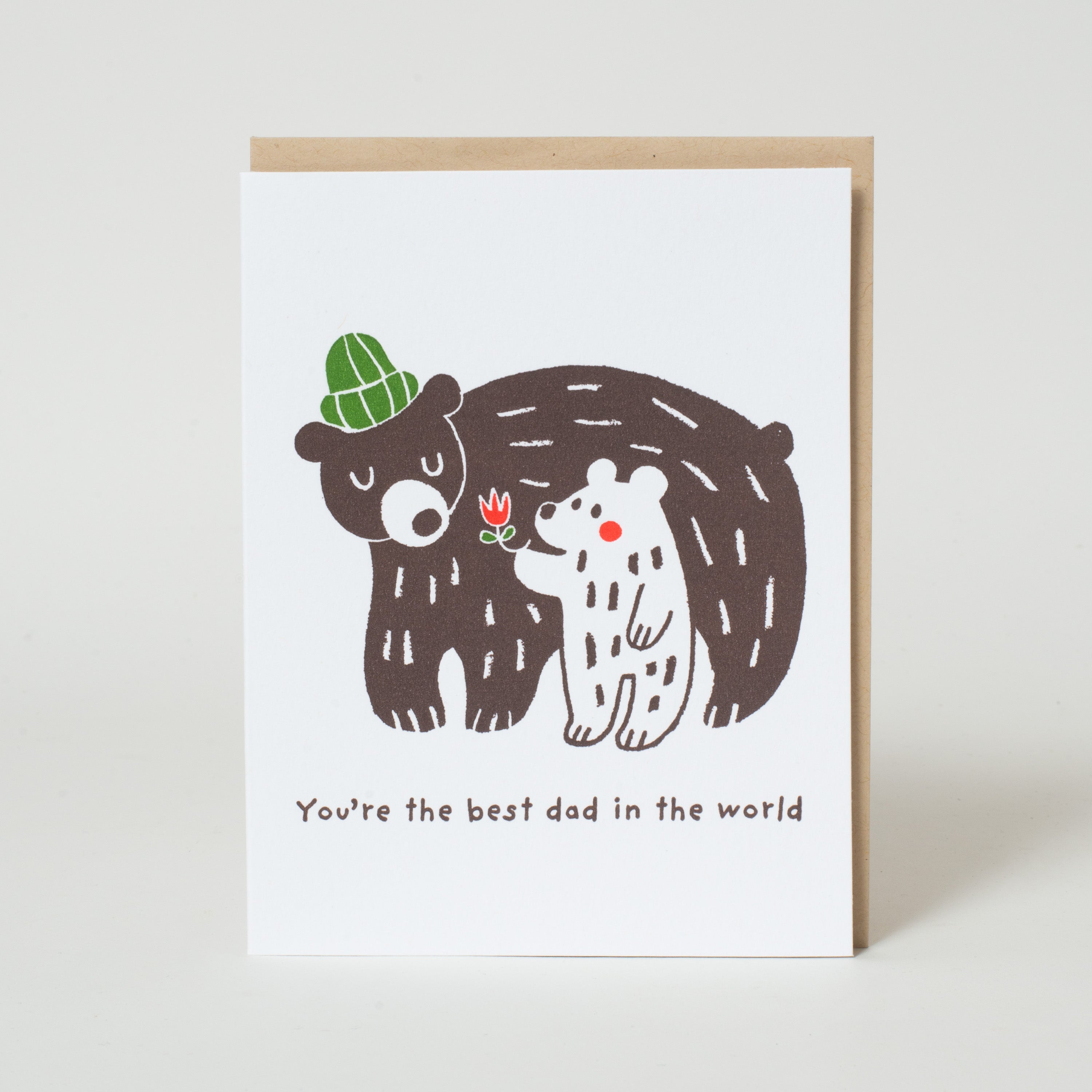 Bear Best Dad Ever Letterpress Greeting Card