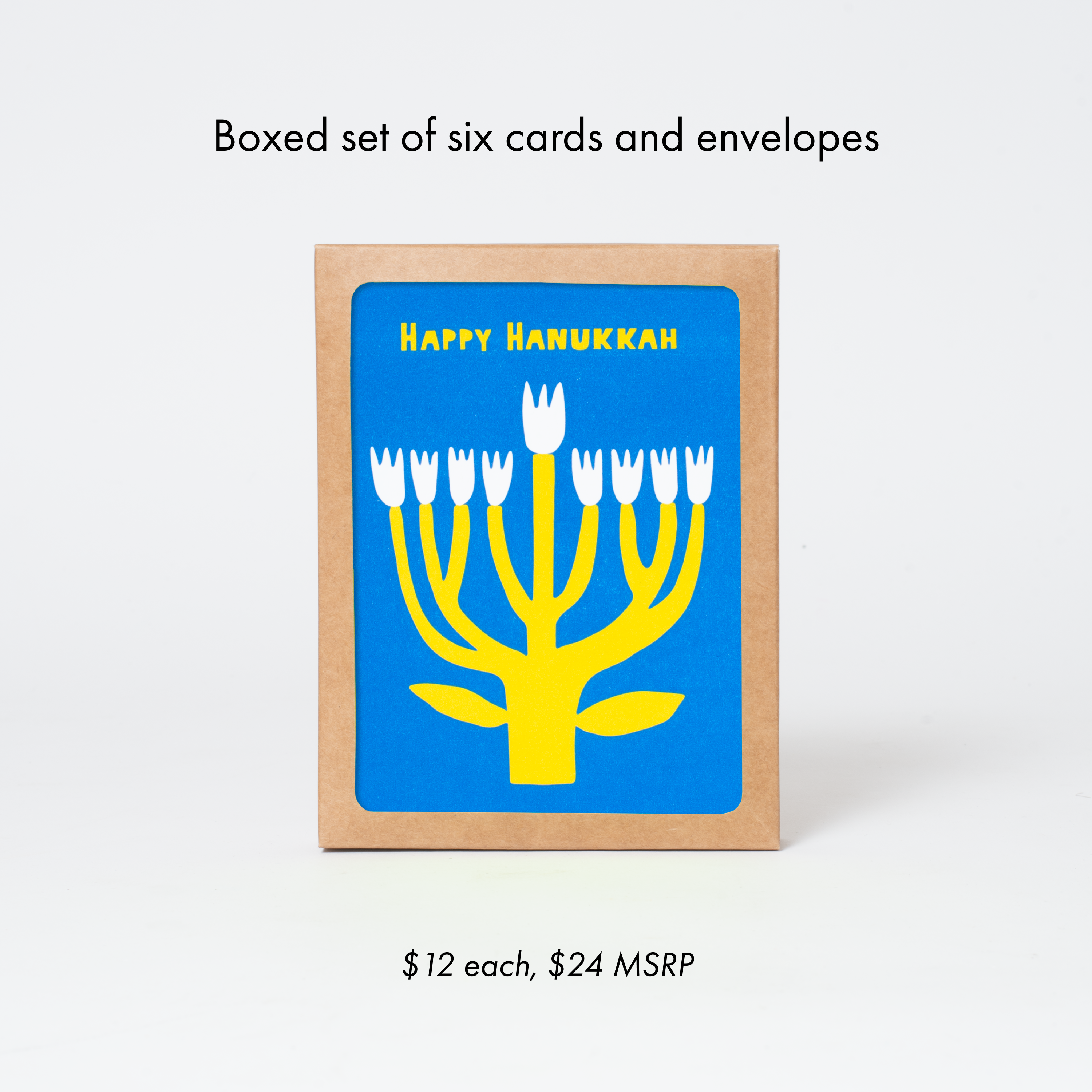 Flower Menorah Hanukkah Letterpress Greeting Card