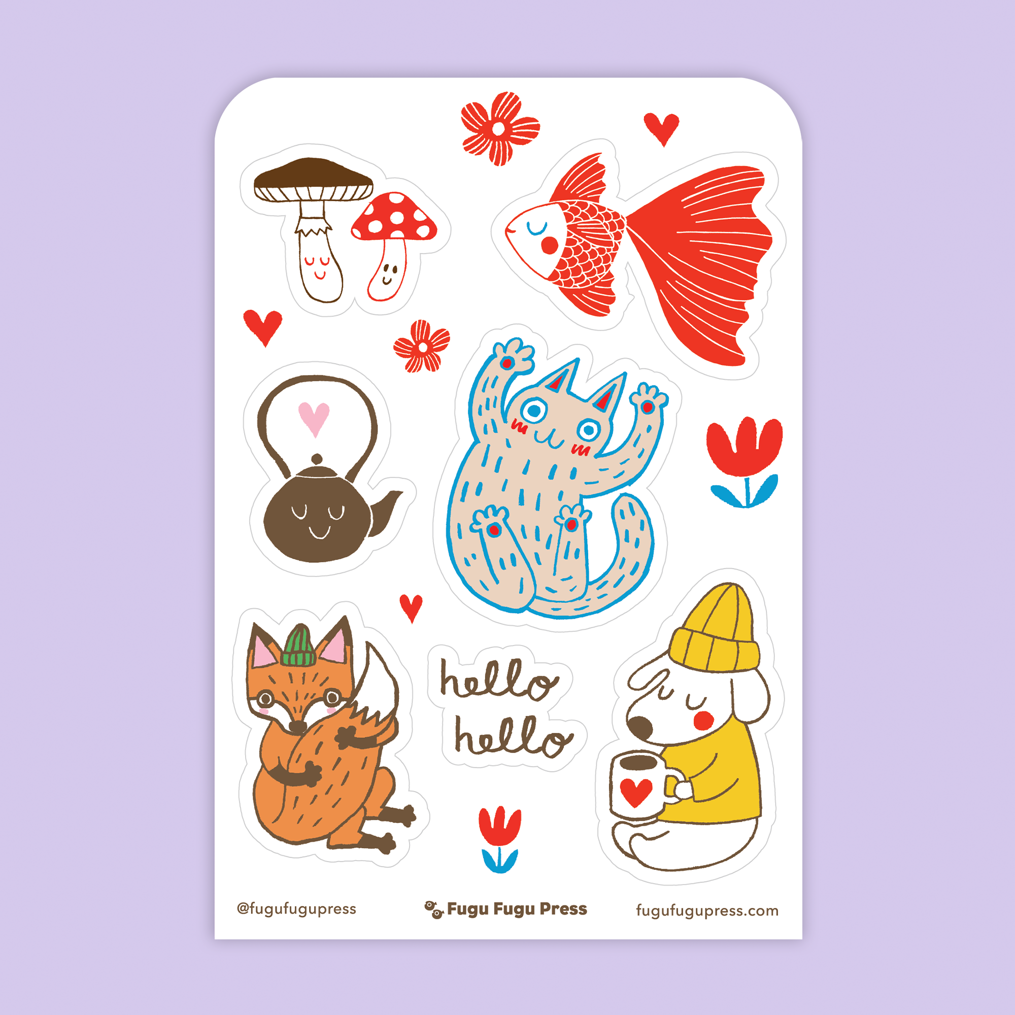 Card & Sticker Sheet Set - Cat & Dog Bday