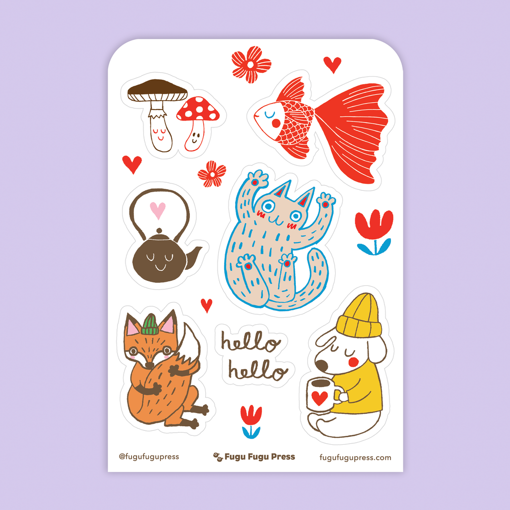 Card & Sticker Sheet Set - Cat Confetti Bday