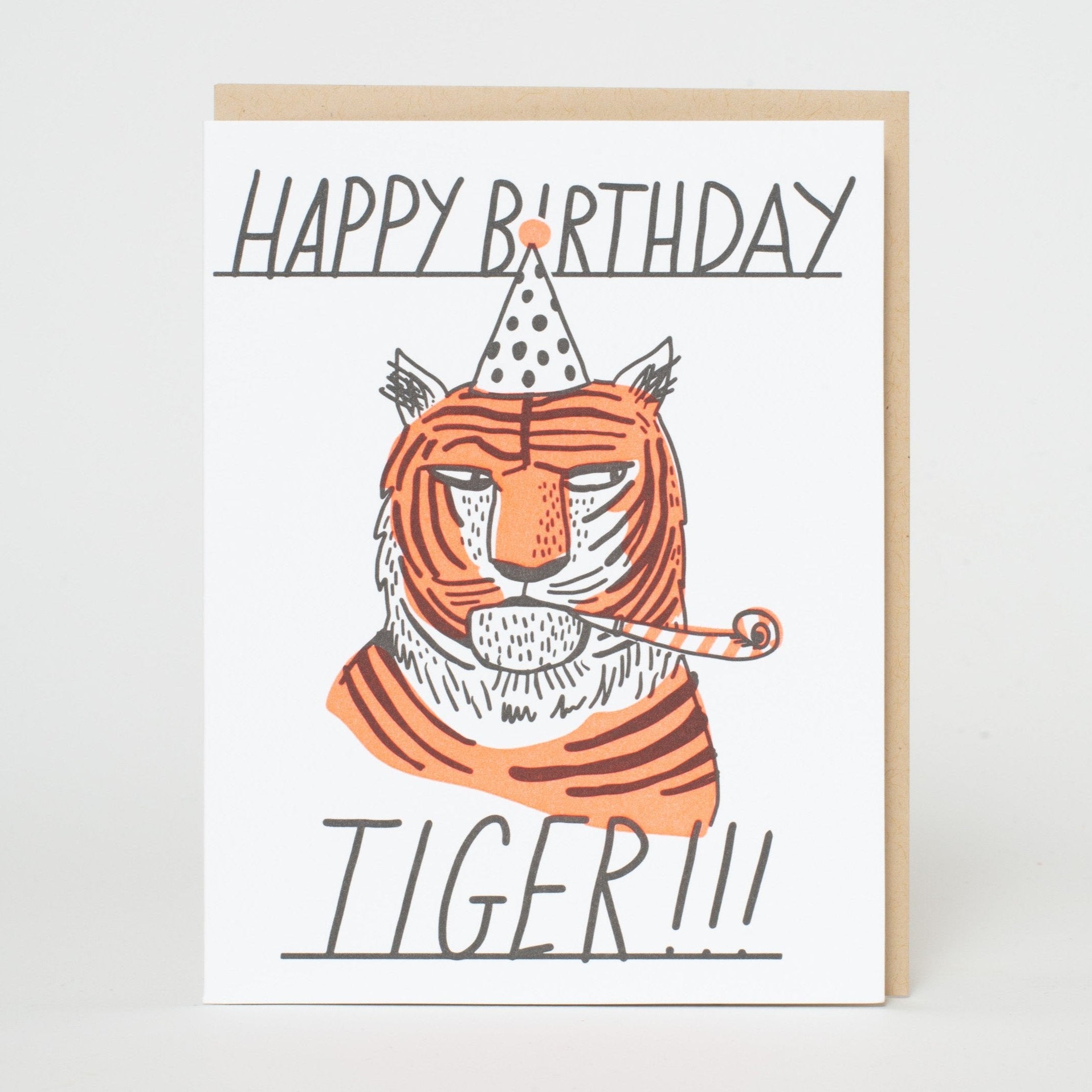Tiger Side Eye Birthday Letterpress Greeting Card