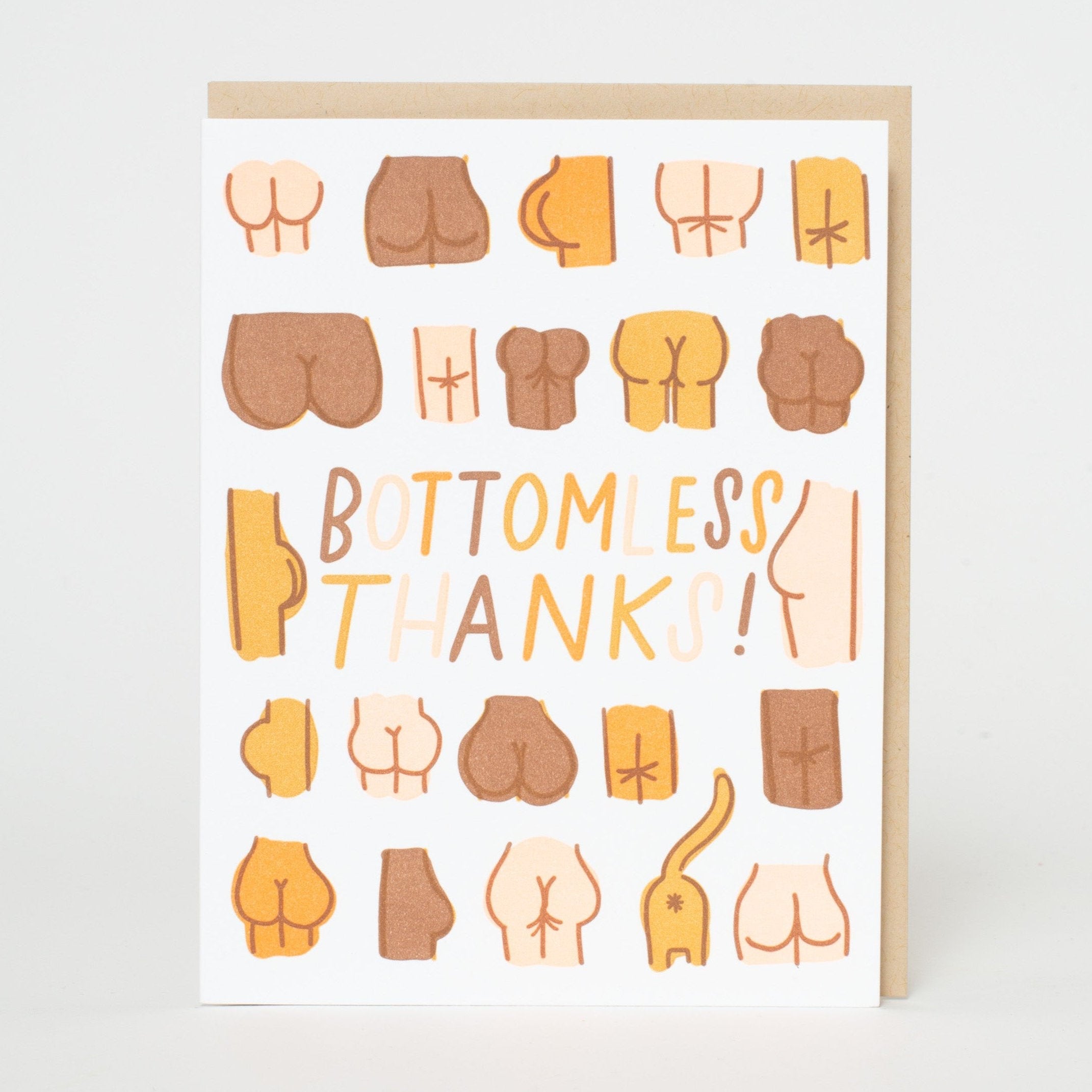 Butts Thank You Punny Letterpress Greeting Card