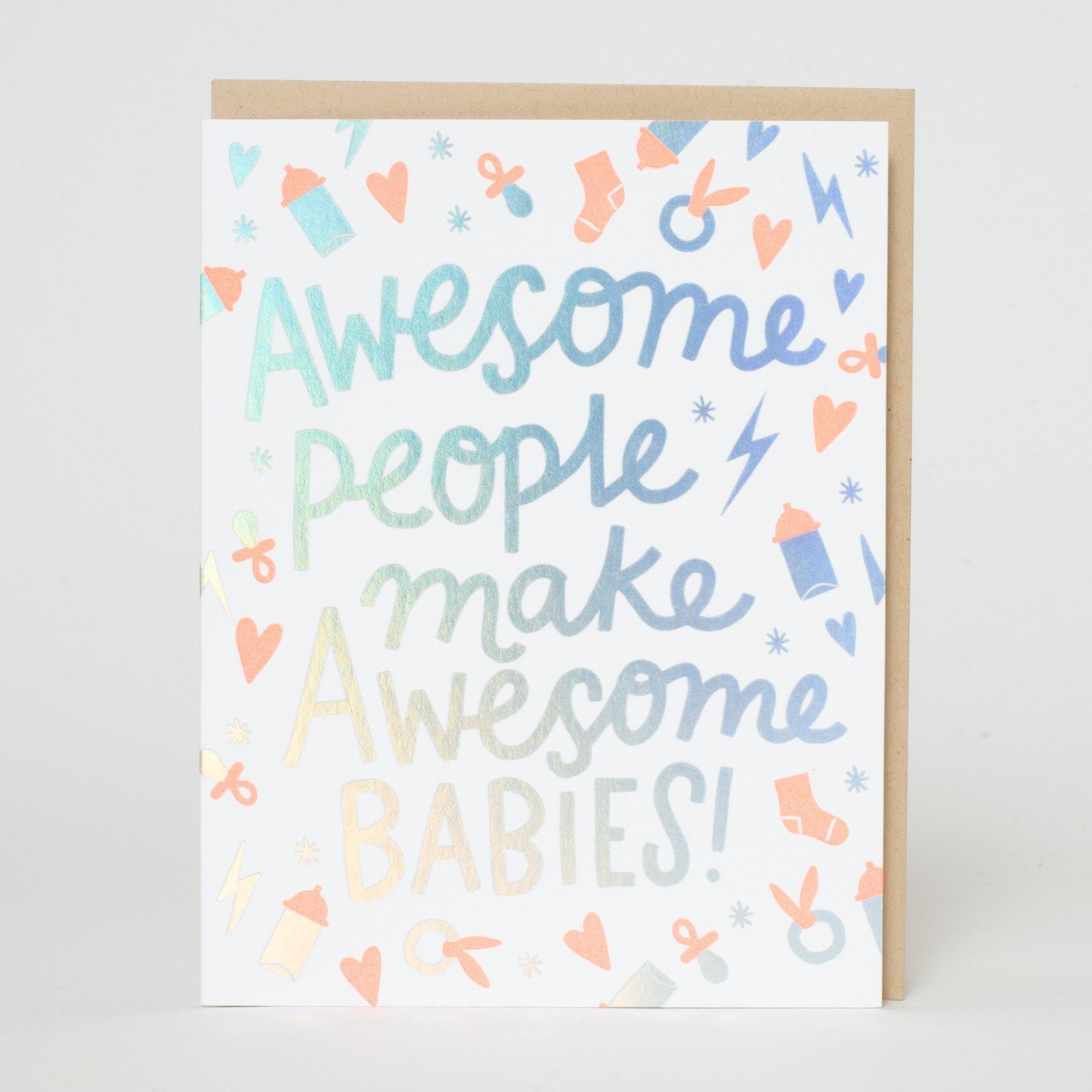 Awesome New Baby Letterpress Greeting Card