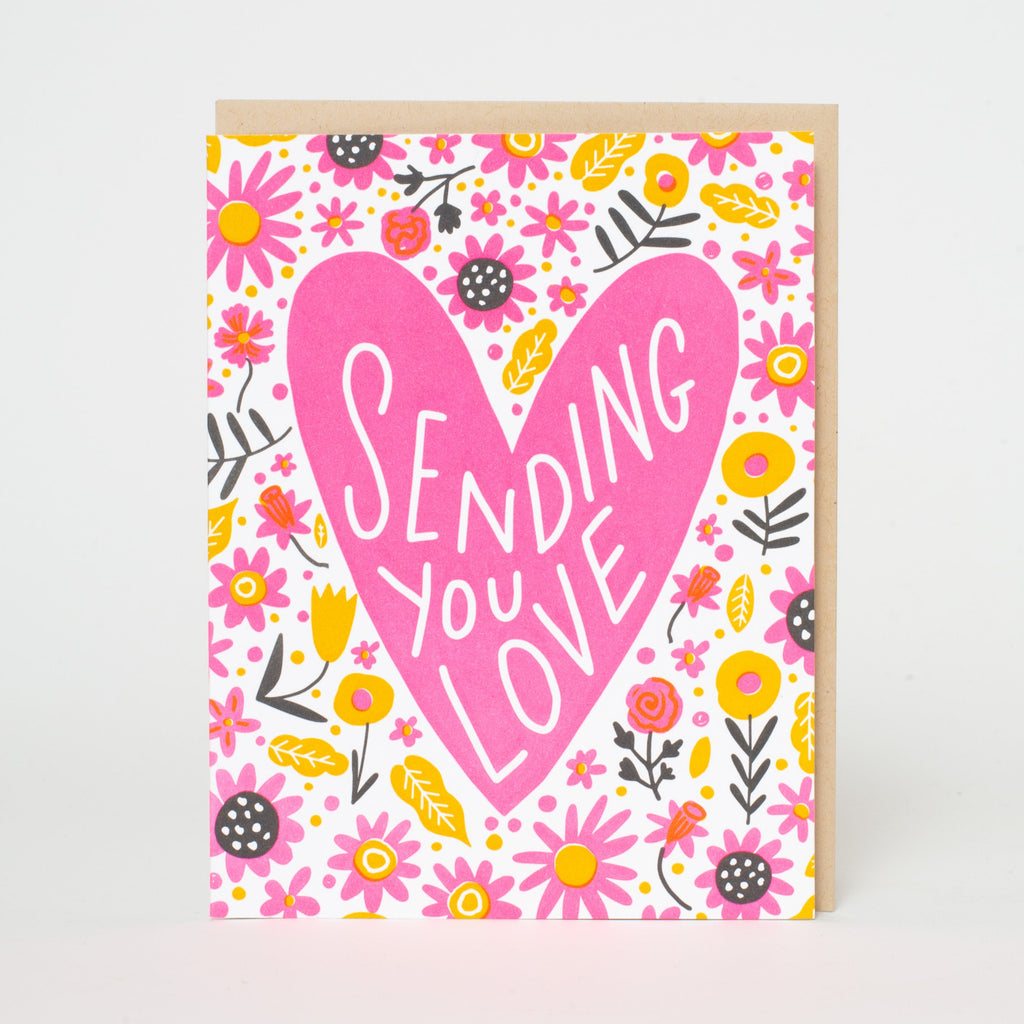 Sending Love Heart Letterpress Greeting Card