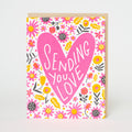 Sending Love Heart Letterpress Greeting Card