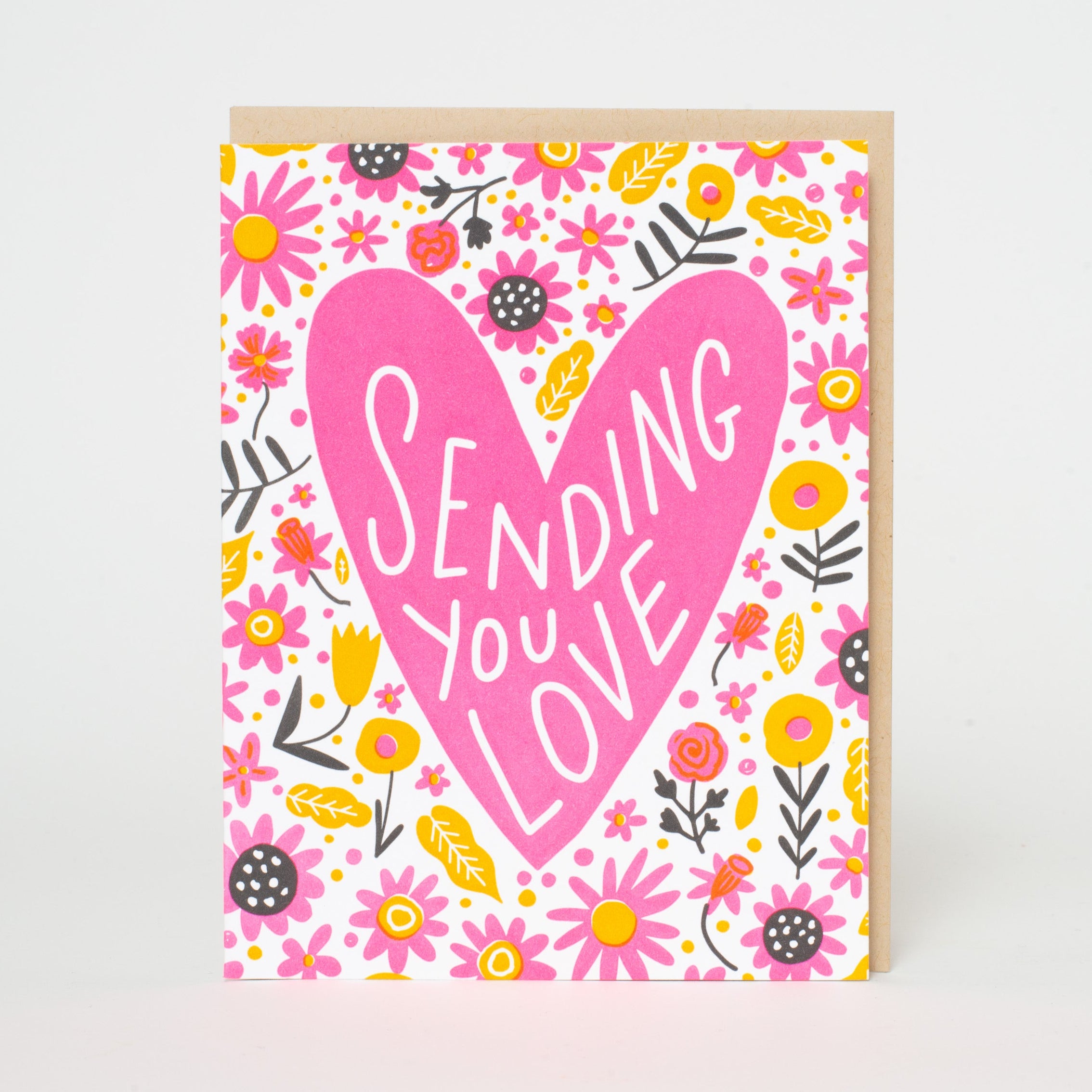 Sending Love Heart Letterpress Greeting Card