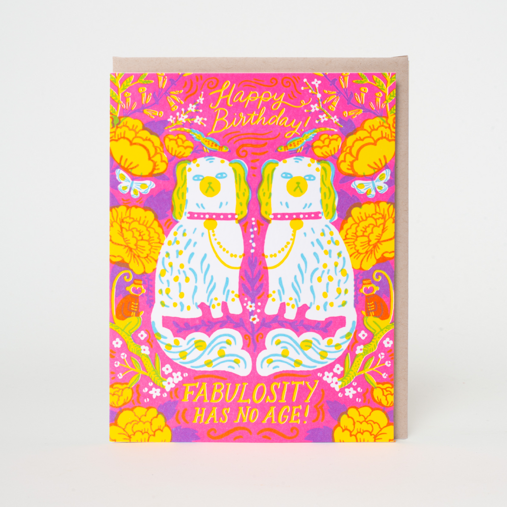 Fabulosity Birthday Spaniels Letterpress Greeting Card