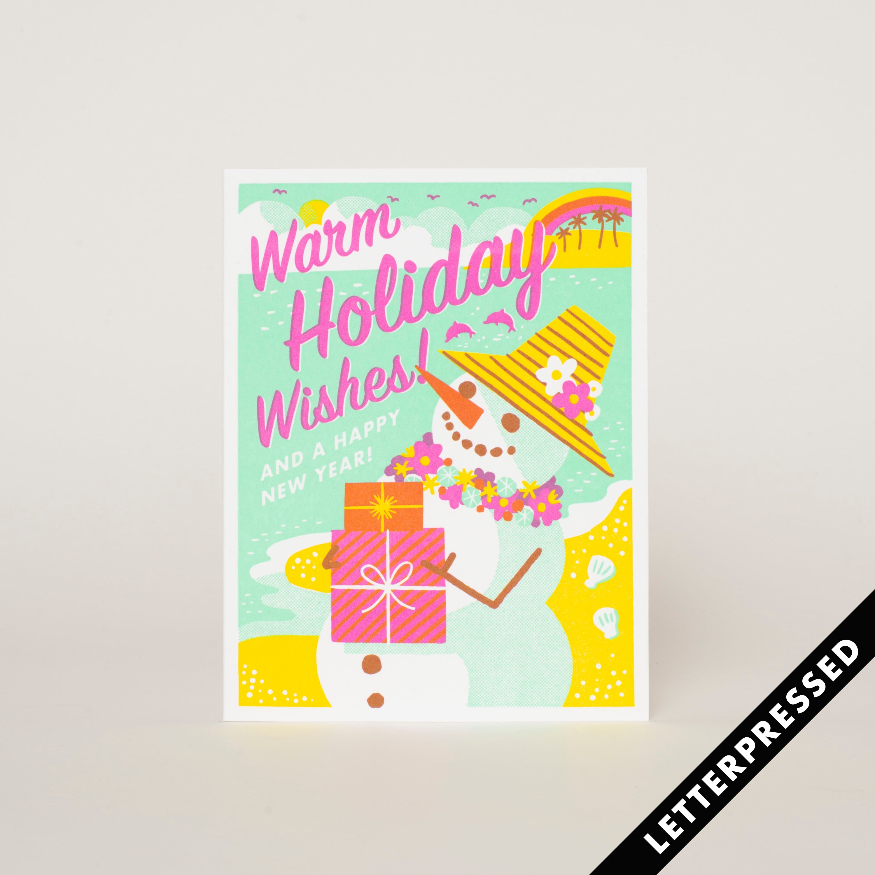 Tropical Snowman Holiday Card