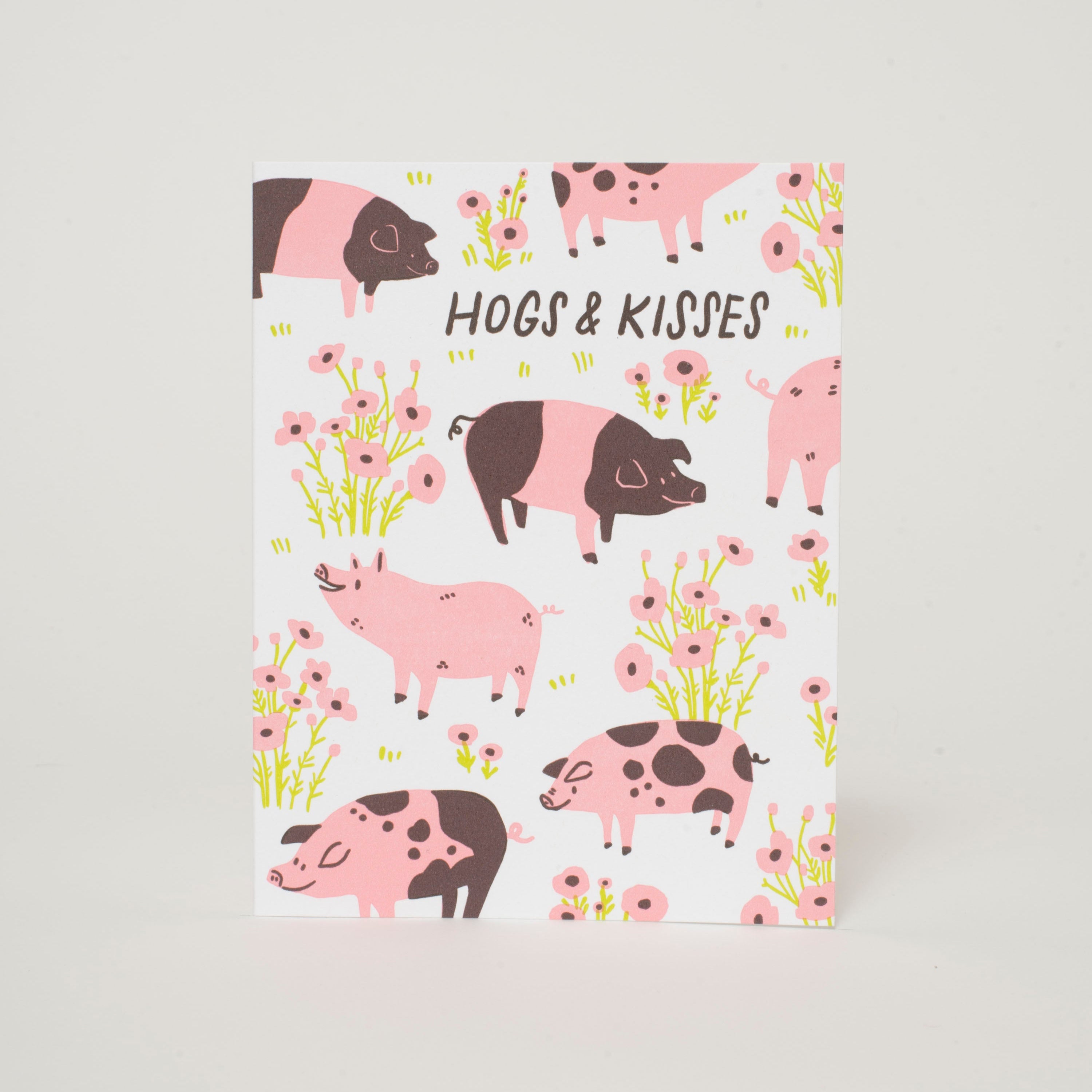 Hogs & Kisses Pig Love Letterpress Greeting Card