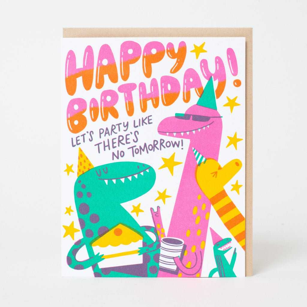 Dino Party Birthday Letterpress Greeting Card