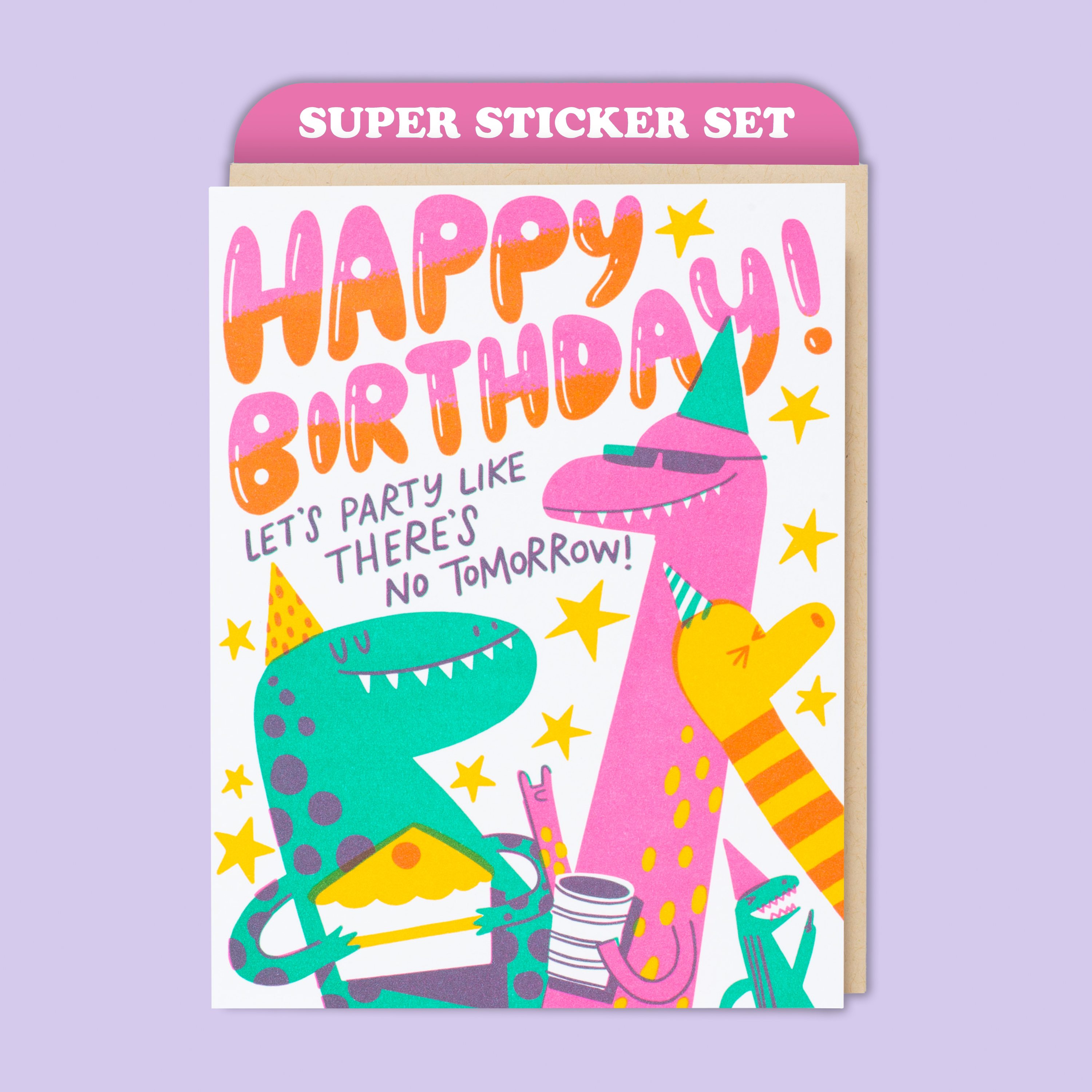 Card & Sticker Sheet Set - Dino Party
